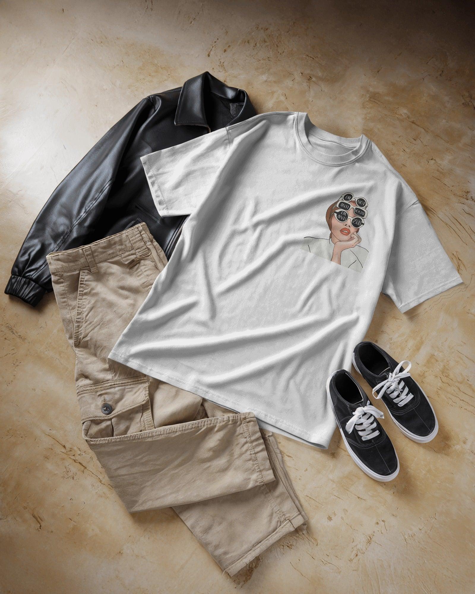 White women's t-shirt from Nitorious Atelier featuring the bold printed quote 'I Am Not Anti-Social, I Am Anti-BS'. Crafted from premium cotton for a soft, comfortable, and durable fit.