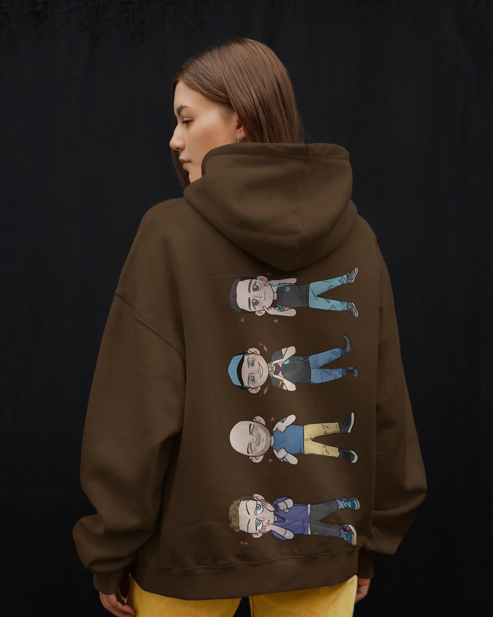 Brown luxe hoodie from Nitorious Atelier featuring an elegant Coldplay-inspired graphic print. Crafted from premium cotton fleece, this hoodie offers superior warmth, comfort, and a sophisticated style for music enthusiasts.