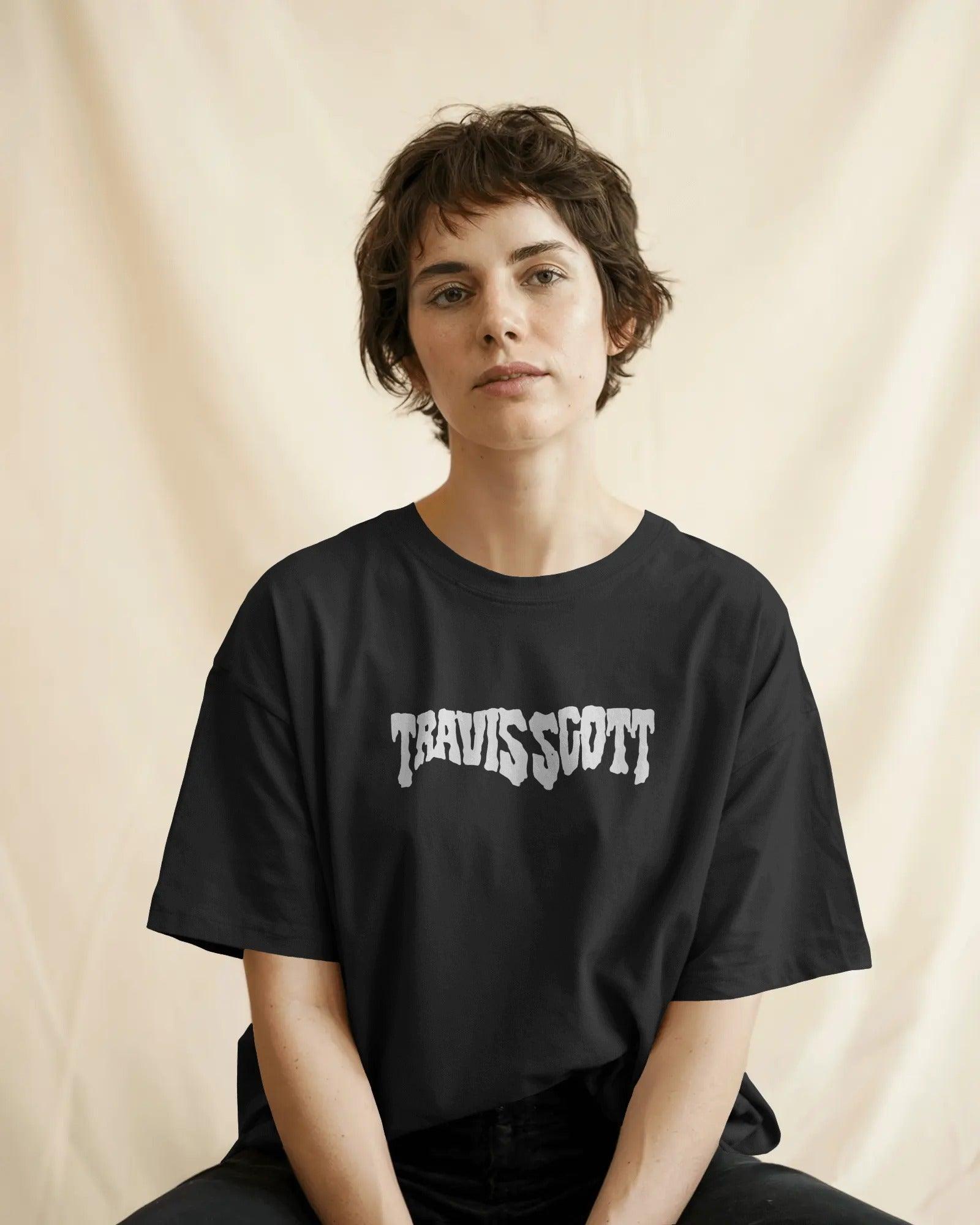 Oversized black Cactus Jack t-shirt by Nitorious Atelier, inspired by Travis Scott. Made from soft cotton with bold front and back graphics.