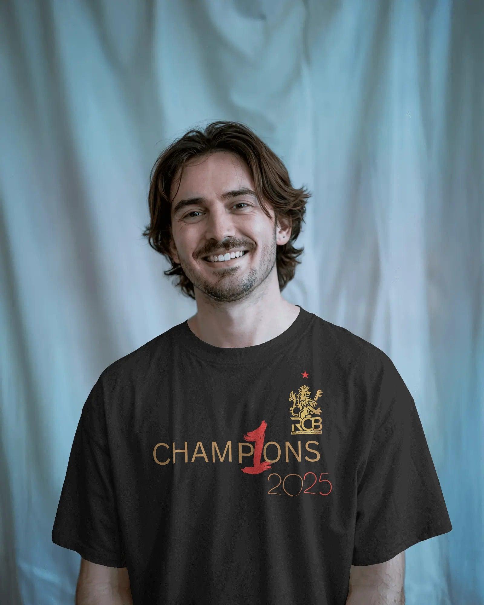 RCB Champions Oversized Black T-shirt