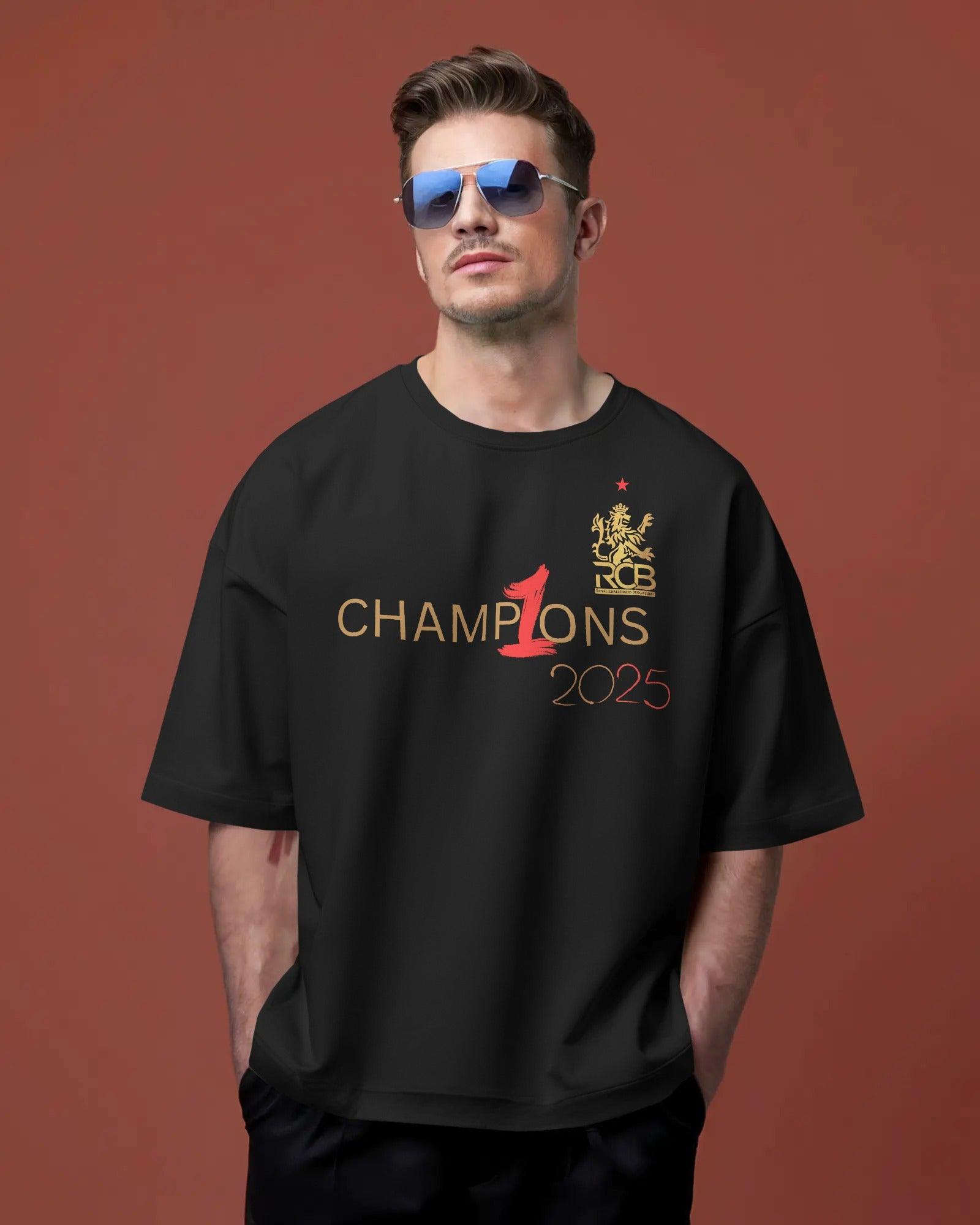 RCB Champions Oversized Black T-shirt