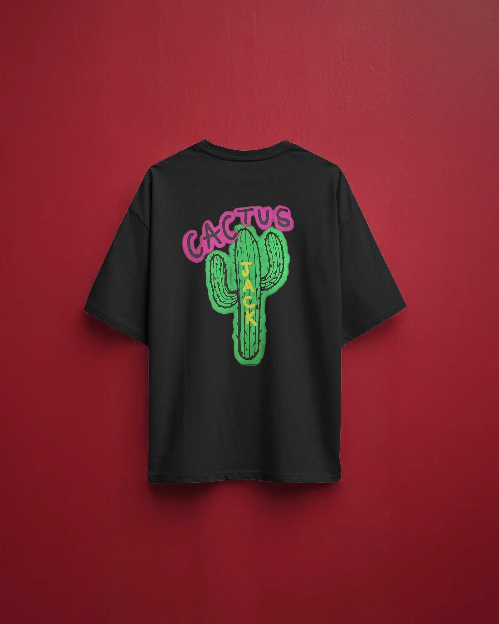 Black Cactus Jack t-shirt from Nitorious Atelier featuring Travis Scott-inspired graphic. Made from premium 220 GSM cotton with an oversized fit for a bold streetwear look