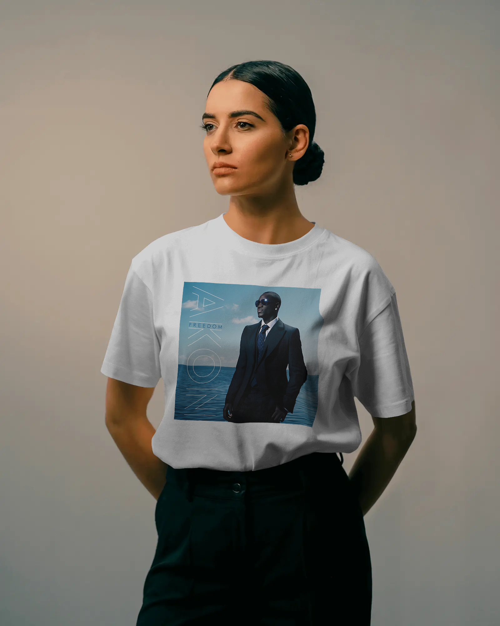 Akon Concert Graphic Printed Oversized T-shirt – premium cotton music tour merch streetwear for fans.
