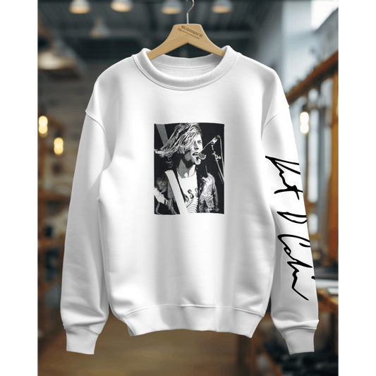 Kurt Cobain Luxe sweatshirt from Nitorious Atelier in a soft, premium cotton blend. Featuring an artistic graphic tribute to the iconic musician, this sweatshirt offers a comfortable and stylish fit, perfect for fans of grunge and alternative music.