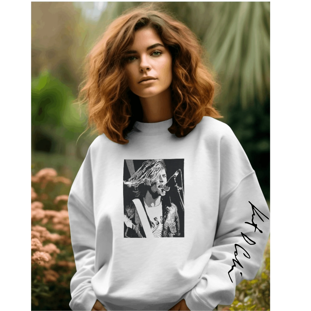 Kurt Cobain Luxe sweatshirt from Nitorious Atelier in a soft, premium cotton blend. Featuring an artistic graphic tribute to the iconic musician, this sweatshirt offers a comfortable and stylish fit, perfect for fans of grunge and alternative music.