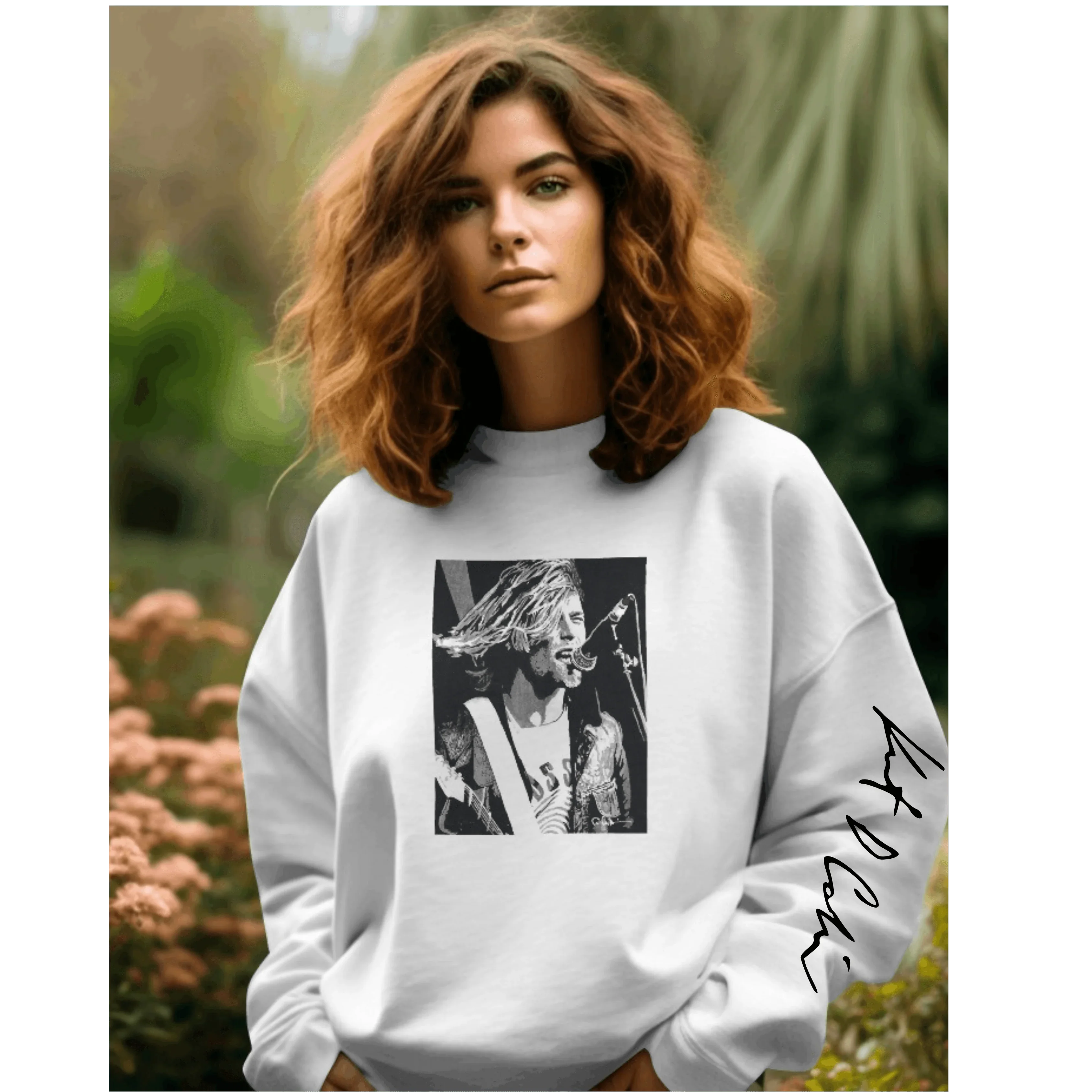 Kurt Cobain Luxe sweatshirt from Nitorious Atelier in a soft, premium cotton blend. Featuring an artistic graphic tribute to the iconic musician, this sweatshirt offers a comfortable and stylish fit, perfect for fans of grunge and alternative music.