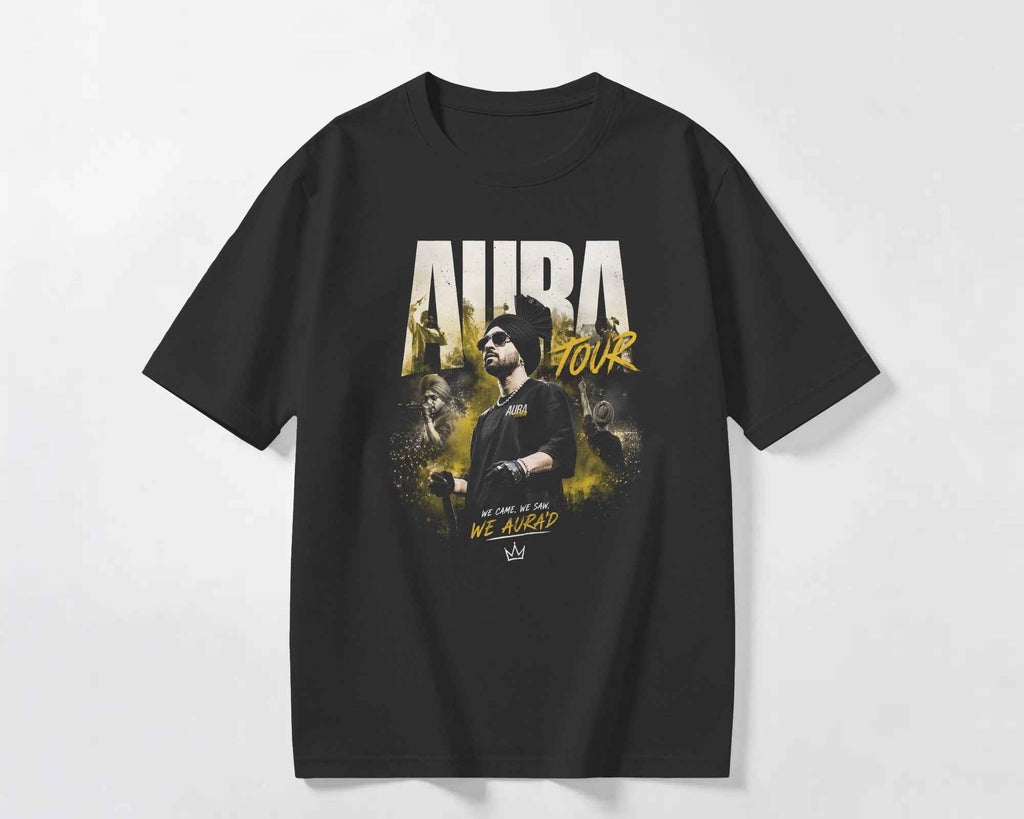 Diljit Dosanjh Aura Tour Legacy Oversized Black T-Shirt