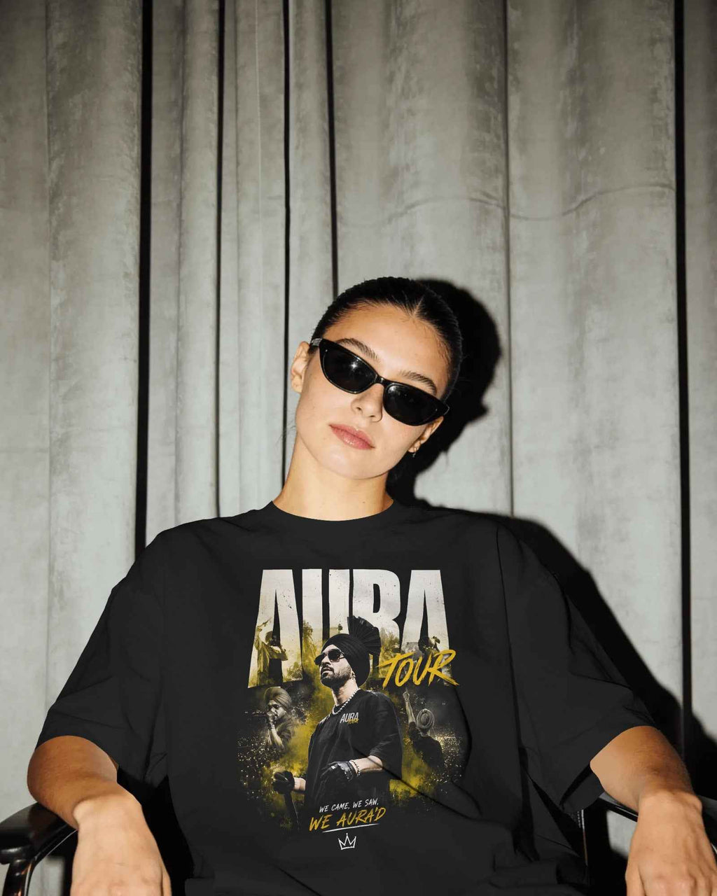 Diljit Dosanjh Aura Tour Legacy Oversized Black T-Shirt
