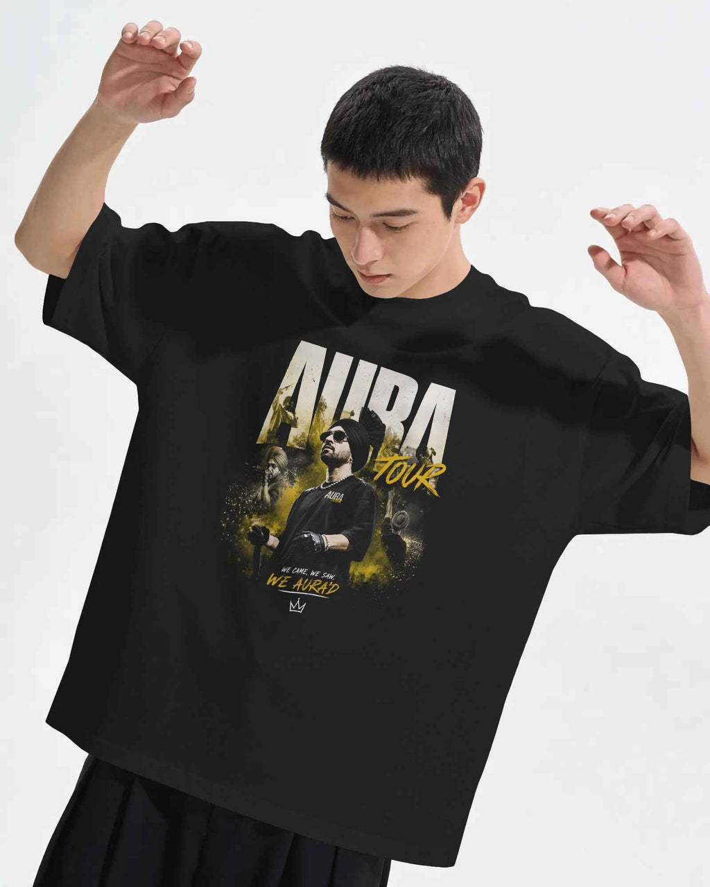 Diljit Dosanjh Aura Tour Legacy Oversized Black T-Shirt
