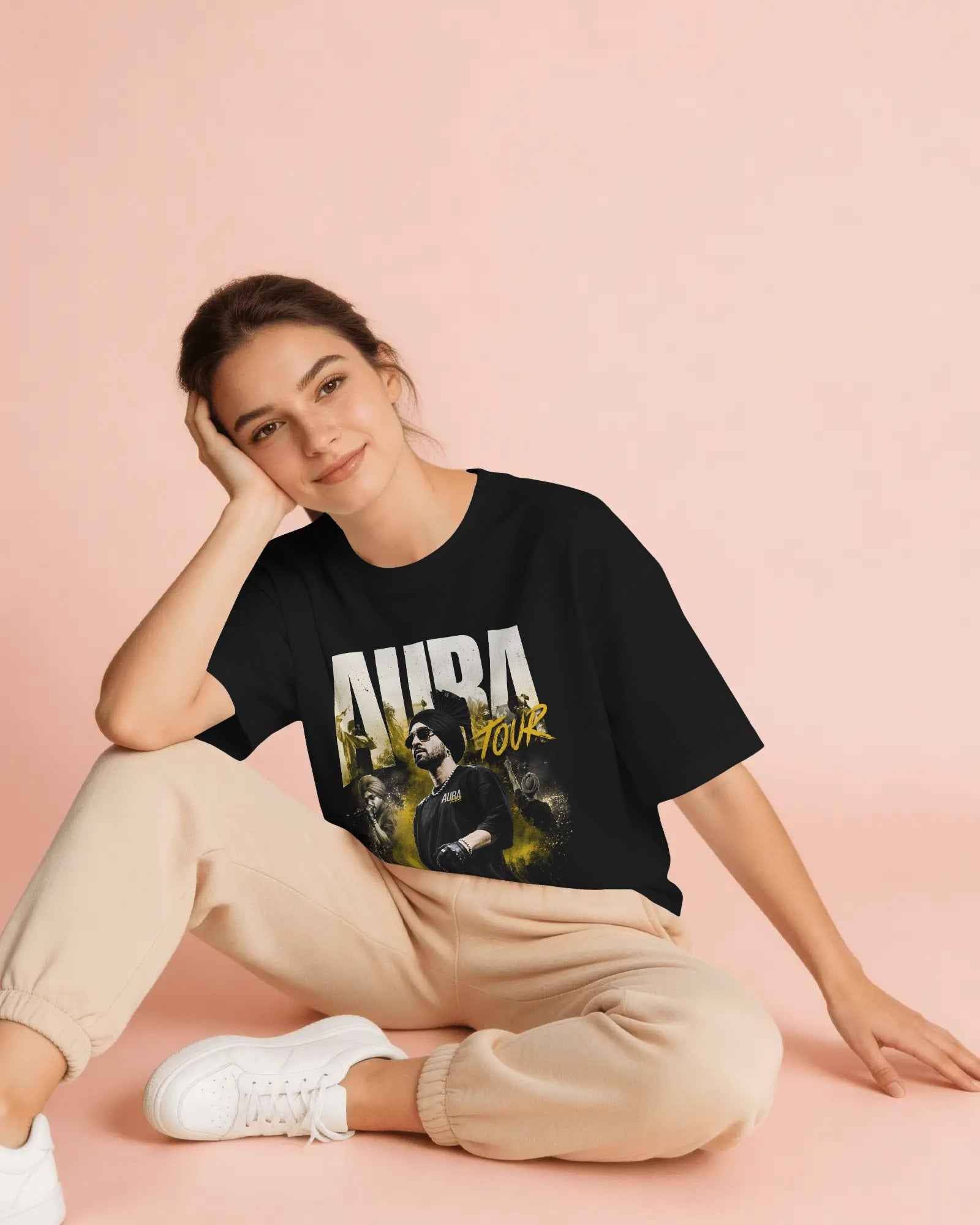 Diljit Dosanjh Aura Tour Legacy Oversized Black T-Shirt