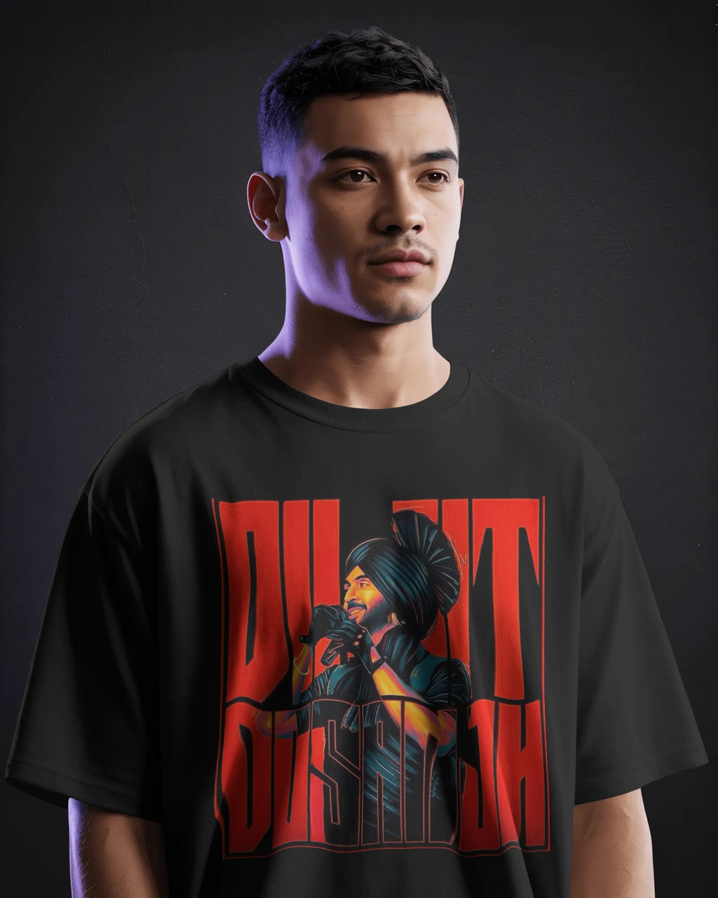 Diljit Dosanjh Aura World Tour Oversized Black T-shirt