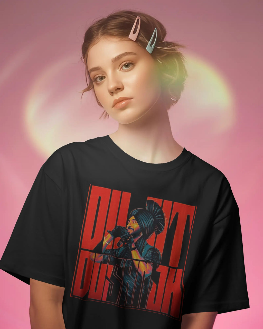 Diljit Dosanjh Aura World Tour Oversized Black T-shirt