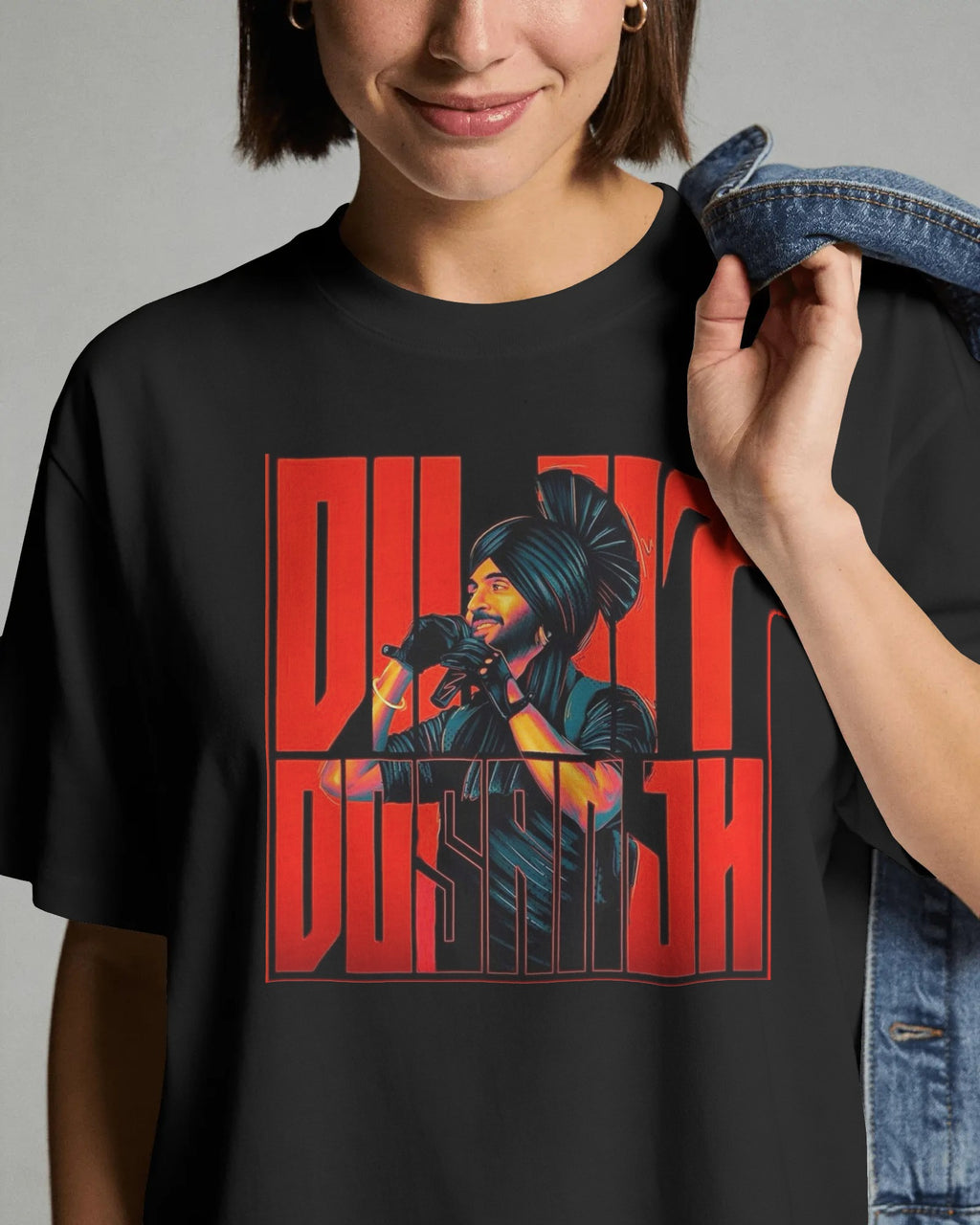 Diljit Dosanjh Aura World Tour Oversized Black T-shirt