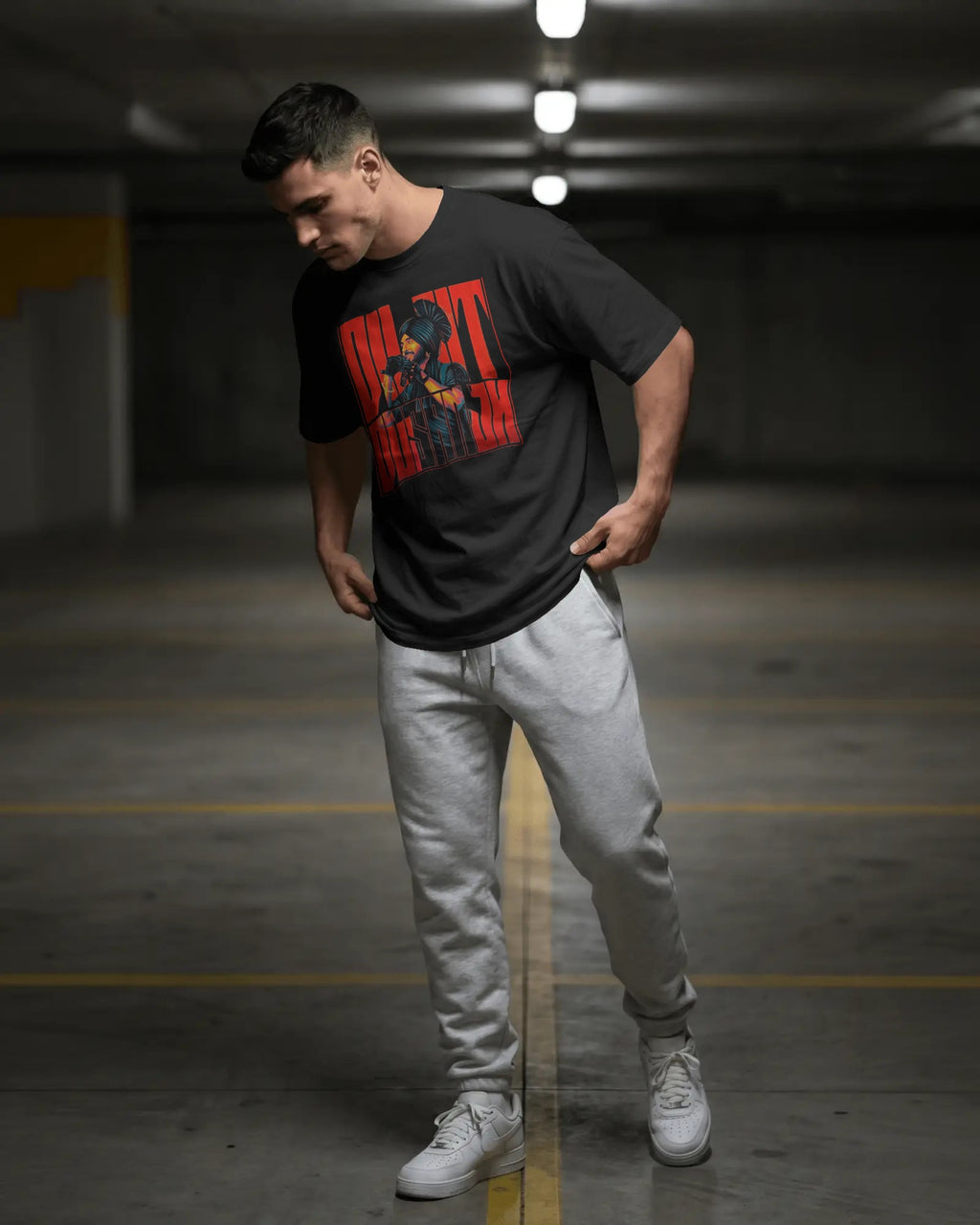 Diljit Dosanjh Aura World Tour Oversized Black T-shirt