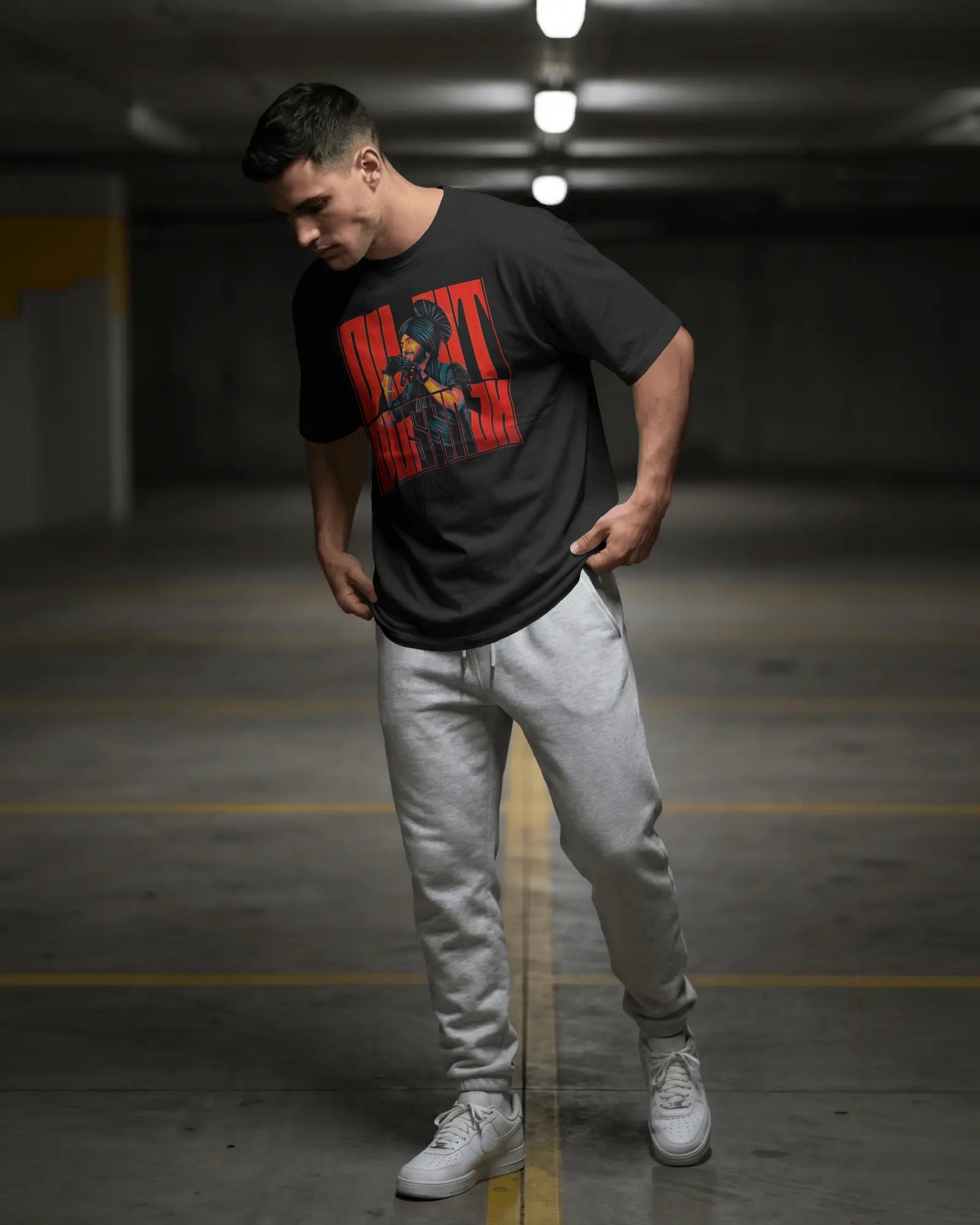 Diljit Dosanjh Aura World Tour Oversized Black T-shirt
