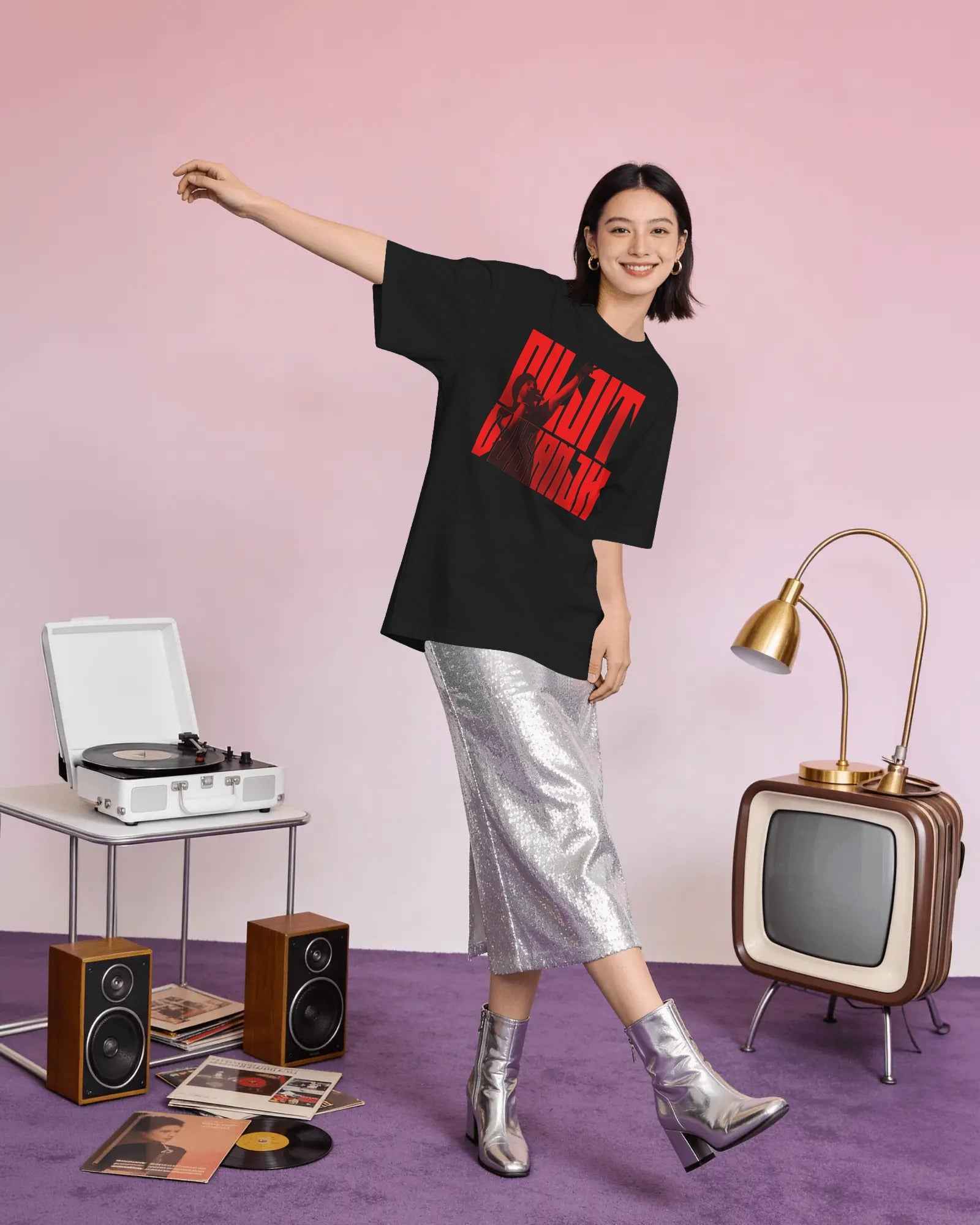 Diljit Dosanjh Concert Edition Oversized Black T-Shirt