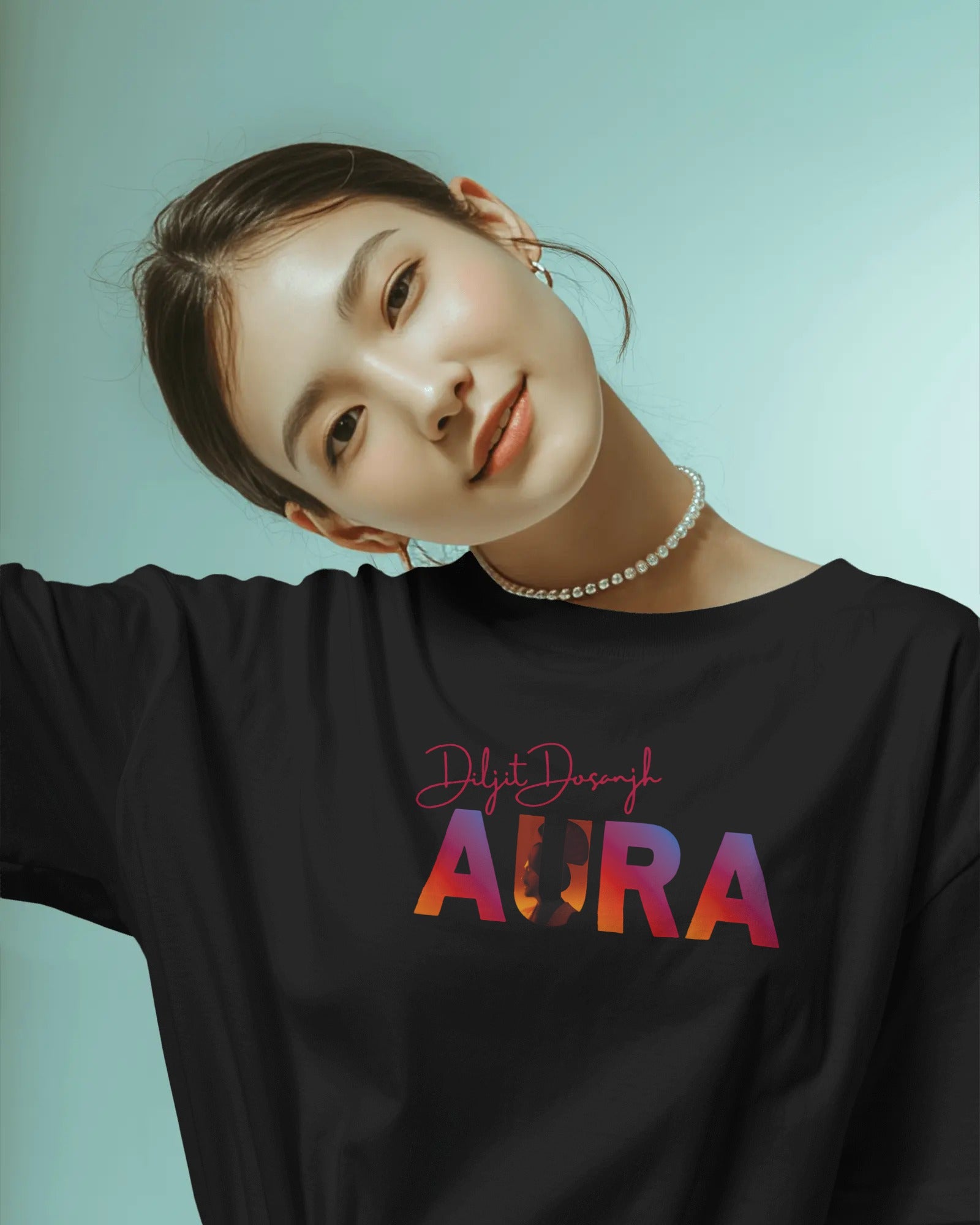 Premium 100% cotton Diljit Dosanjh Aura World Tour black tshirt