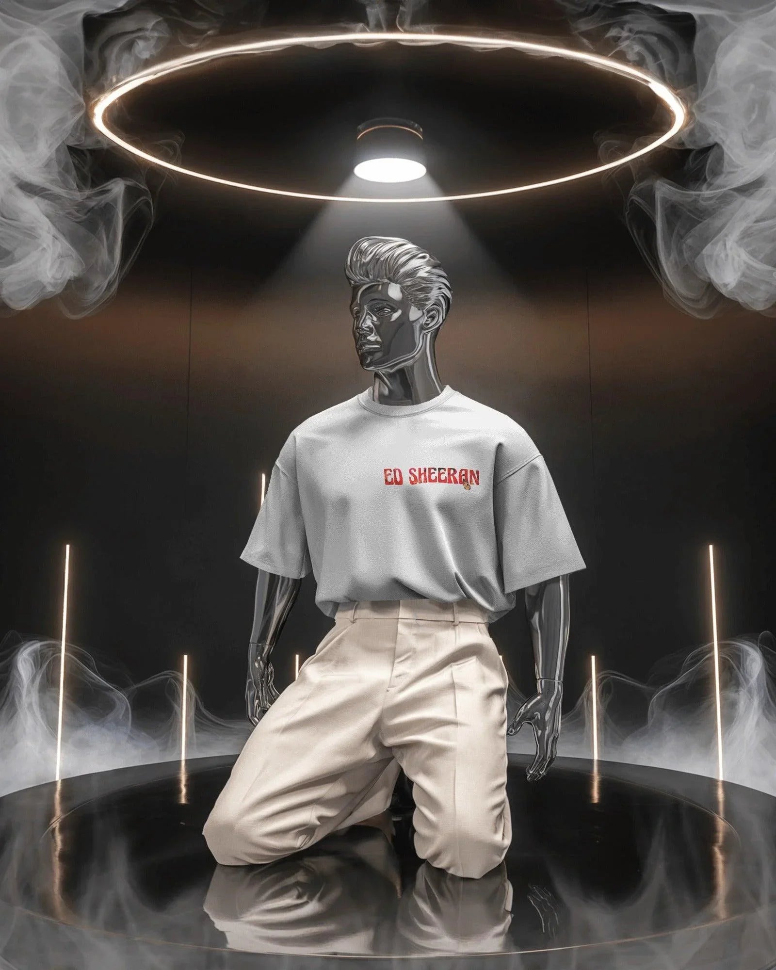 White oversized Ed Sheeran t-shirt from Nitorious Atelier featuring a striking red butterfly graphic alongside the iconic singer-songwriter. Crafted from premium cotton, this t-shirt offers a soft, breathable, and relaxed fit for all-day comfort and style.