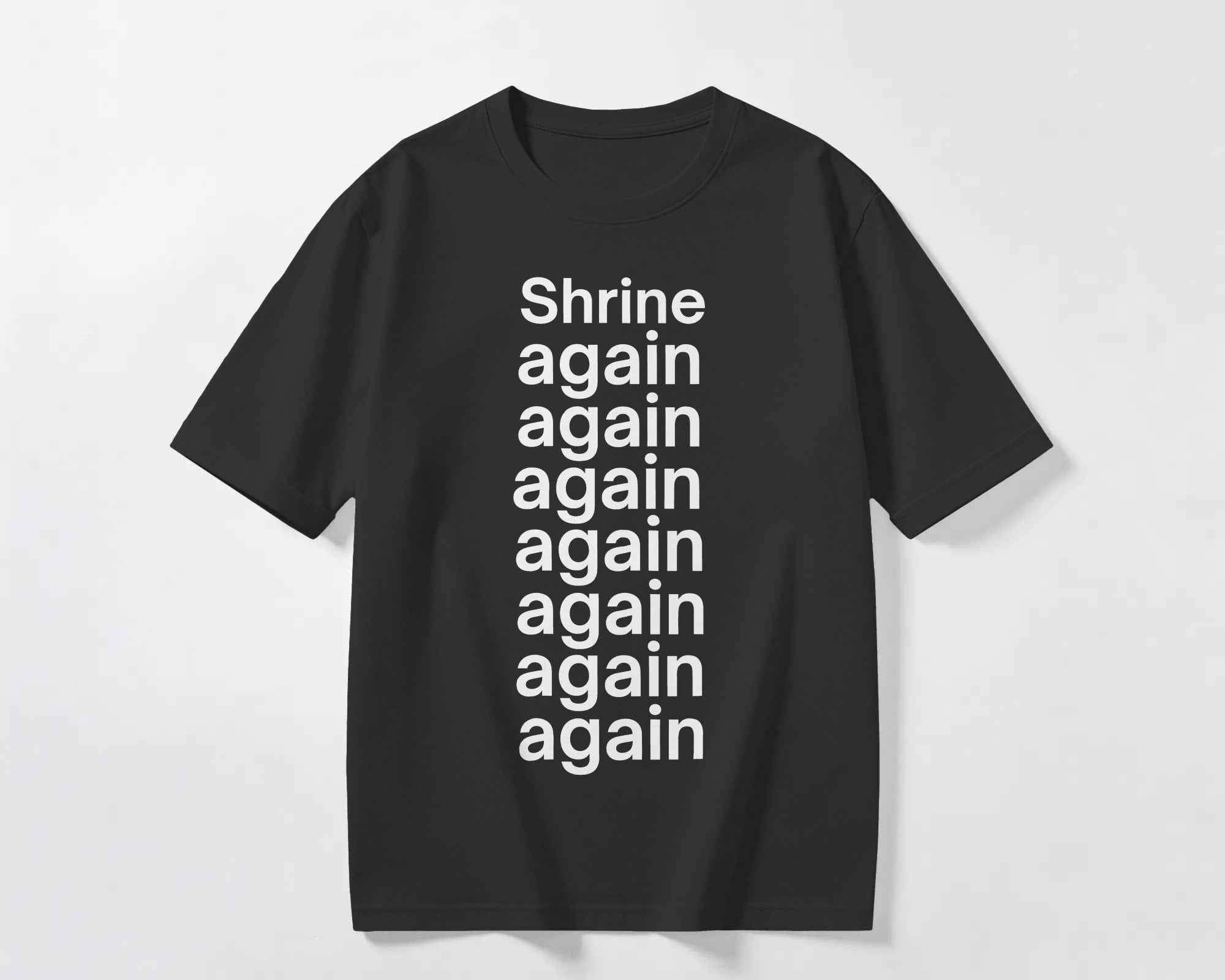 Black oversized Fred Again Shrine Again concert t-shirt with minimalist graphic