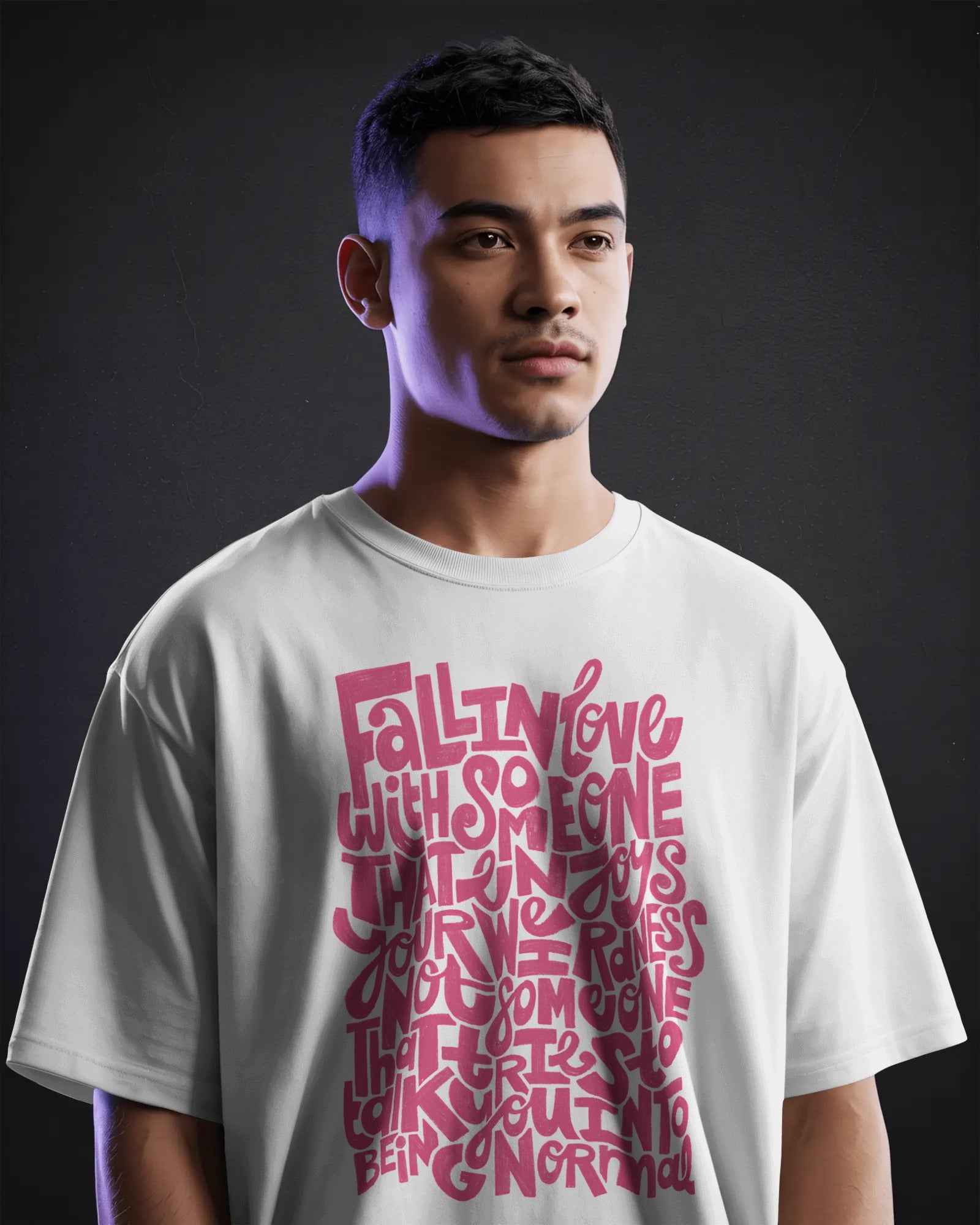 Premium white oversized Fred Again Dermot lyric t-shirt made from 220 GSM cotton