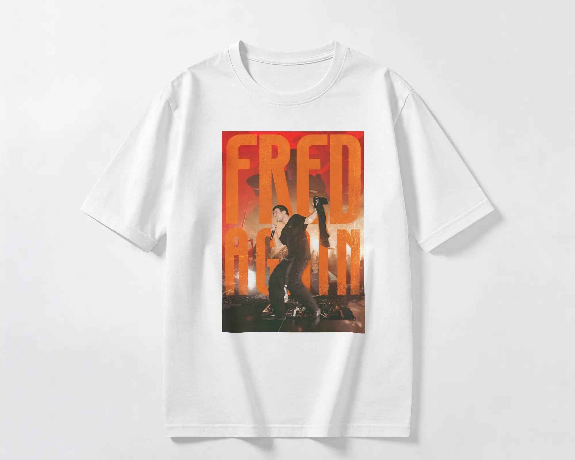 Fred Again Live in Concert oversized white t-shirt featuring concert artwork