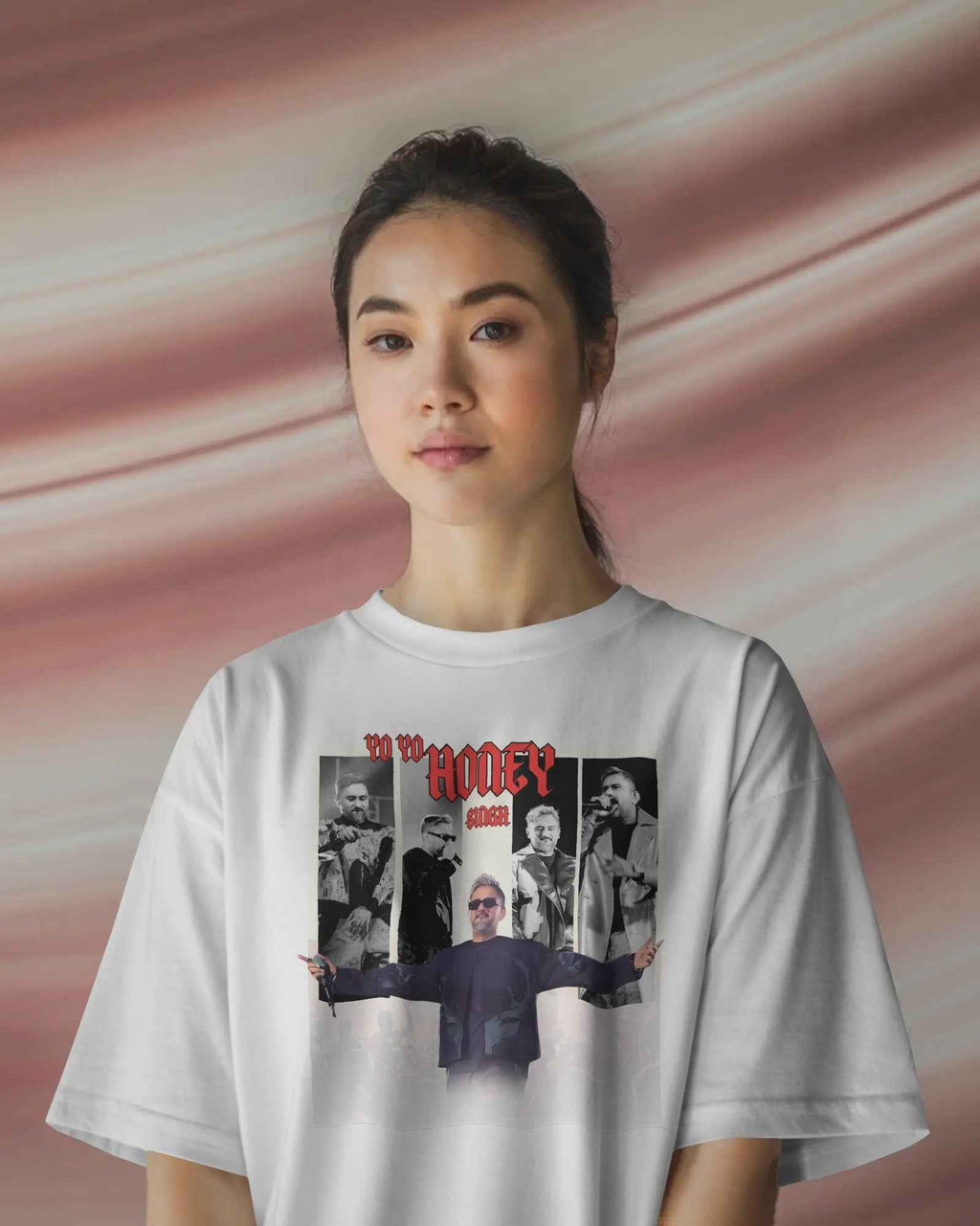 Honey Singh Stage Icon Oversized White T-Shirt | Unisex Premium Cotton Graphic Tee