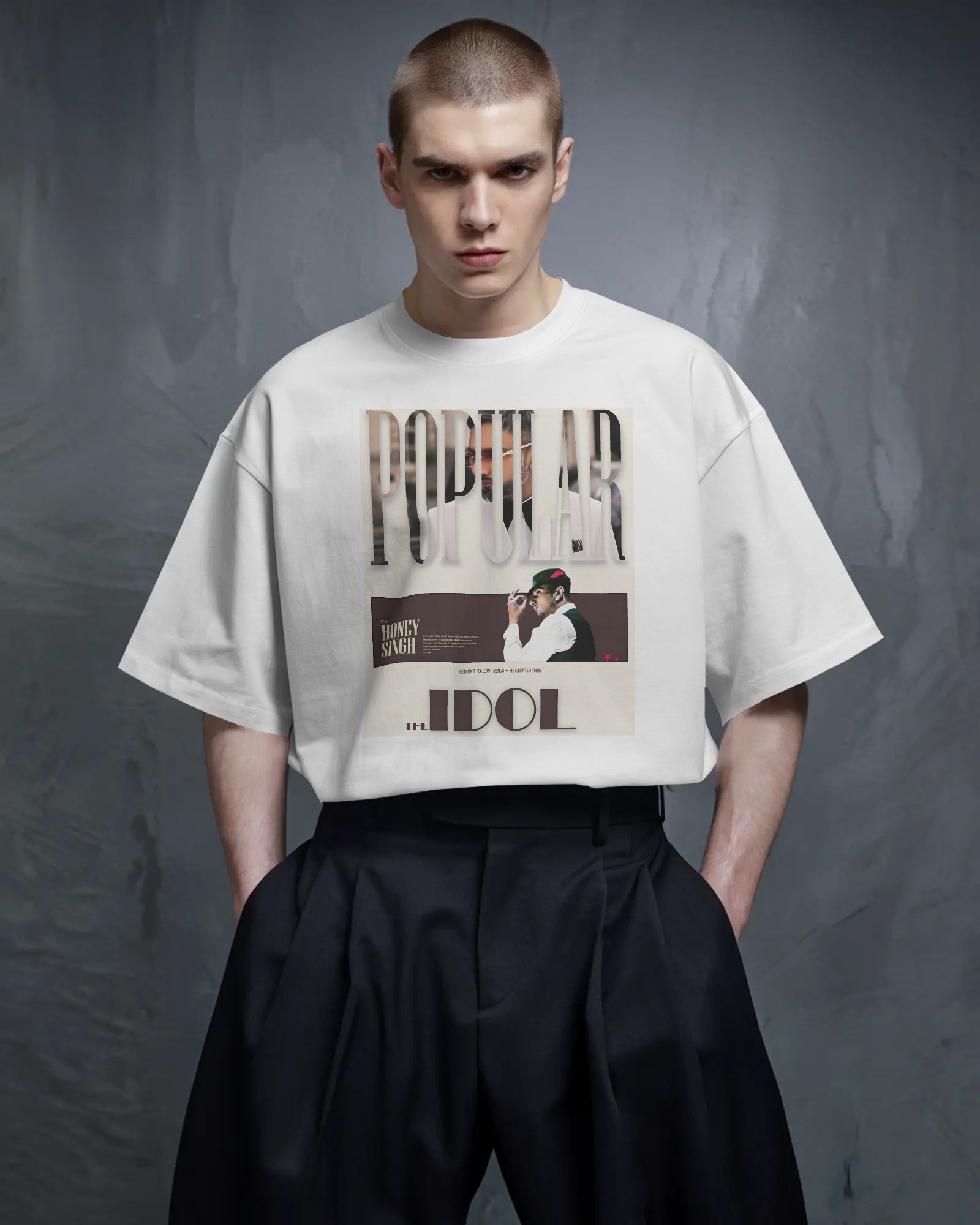 Unisex oversized white t-shirt inspired by Honey Singh My Story India Chapter tour