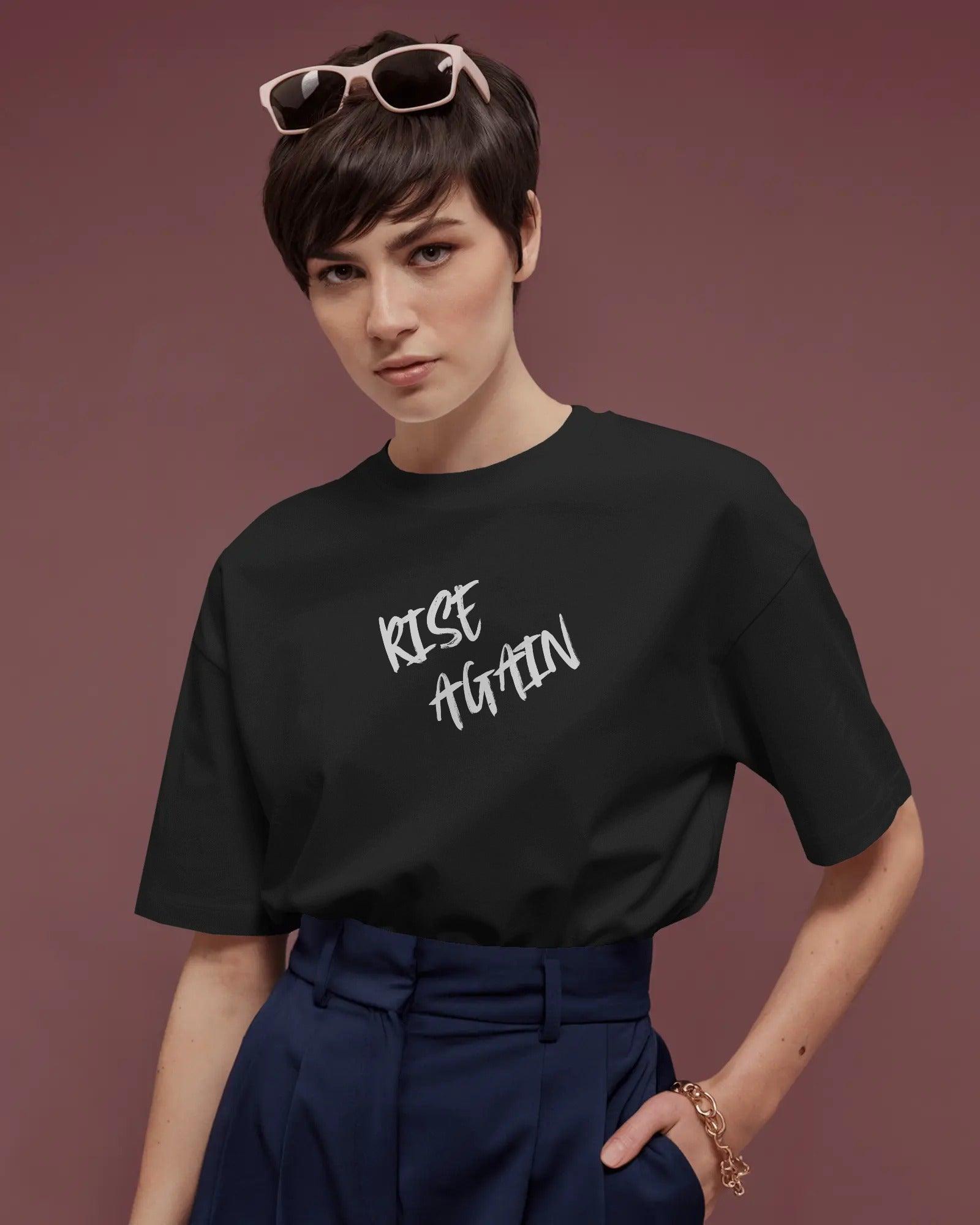 Black oversized t-shirt from Nitorious Atelier featuring a bold Kilim-inspired print. Made from premium cotton for comfort, style, and cultural flair.