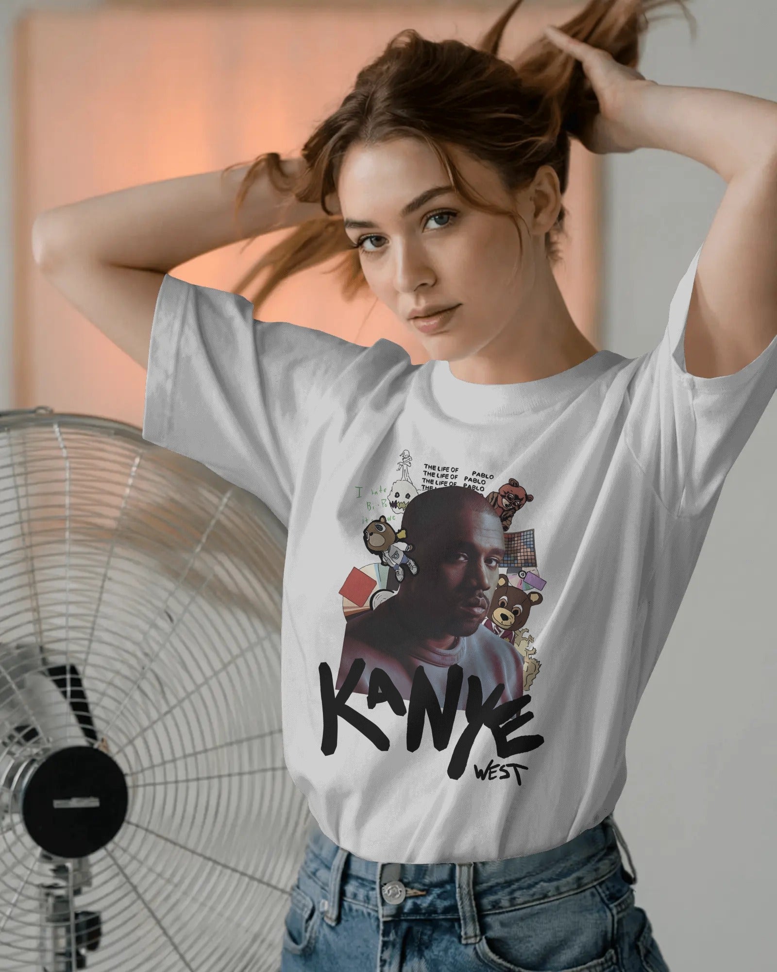 Kanye West Pablo graffiti oversized white t-shirt in premium cotton for Kanye West Ye India Tour