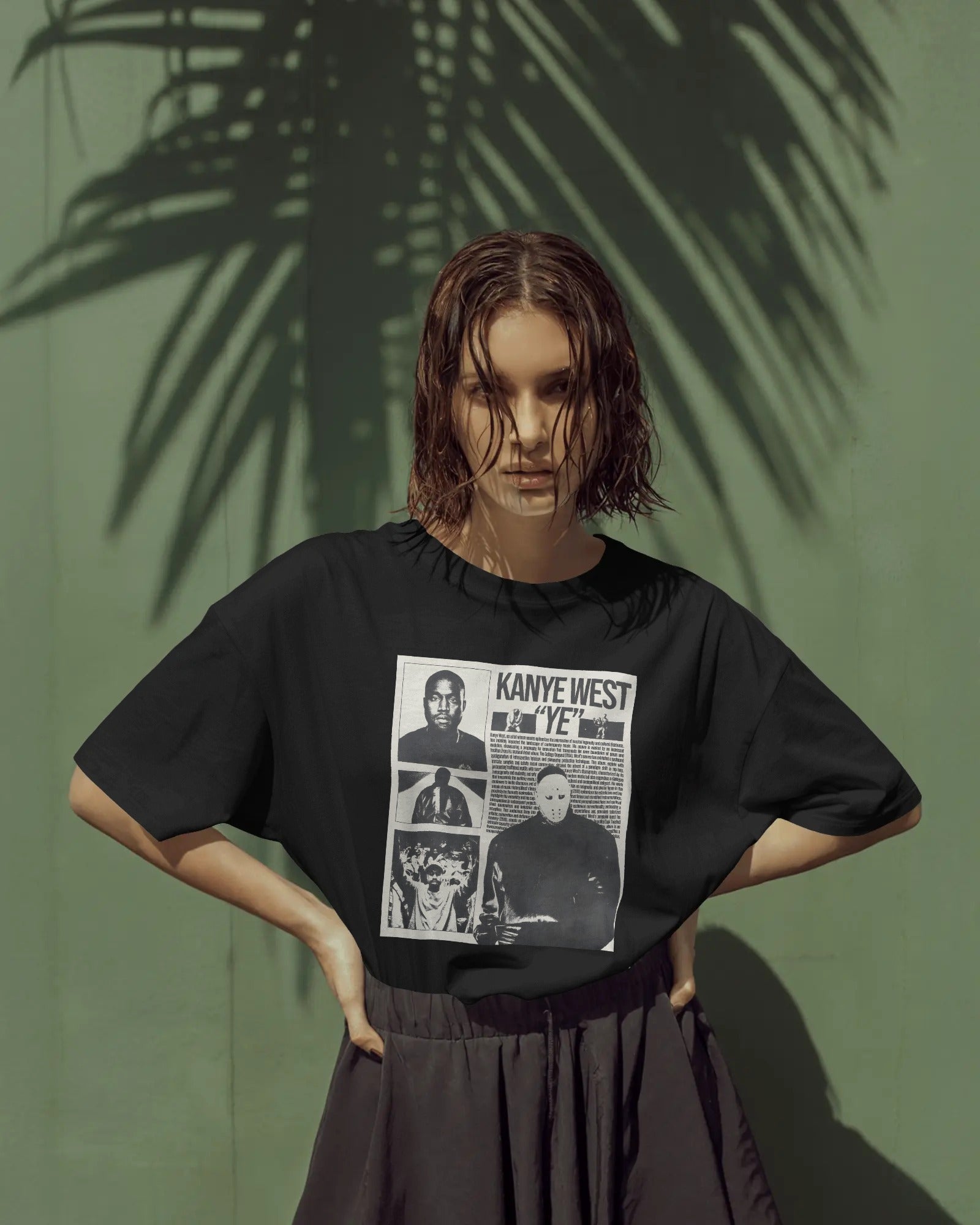 Streetwear oversized black t-shirt inspired by Kanye West YE from Nitorious Atelier 