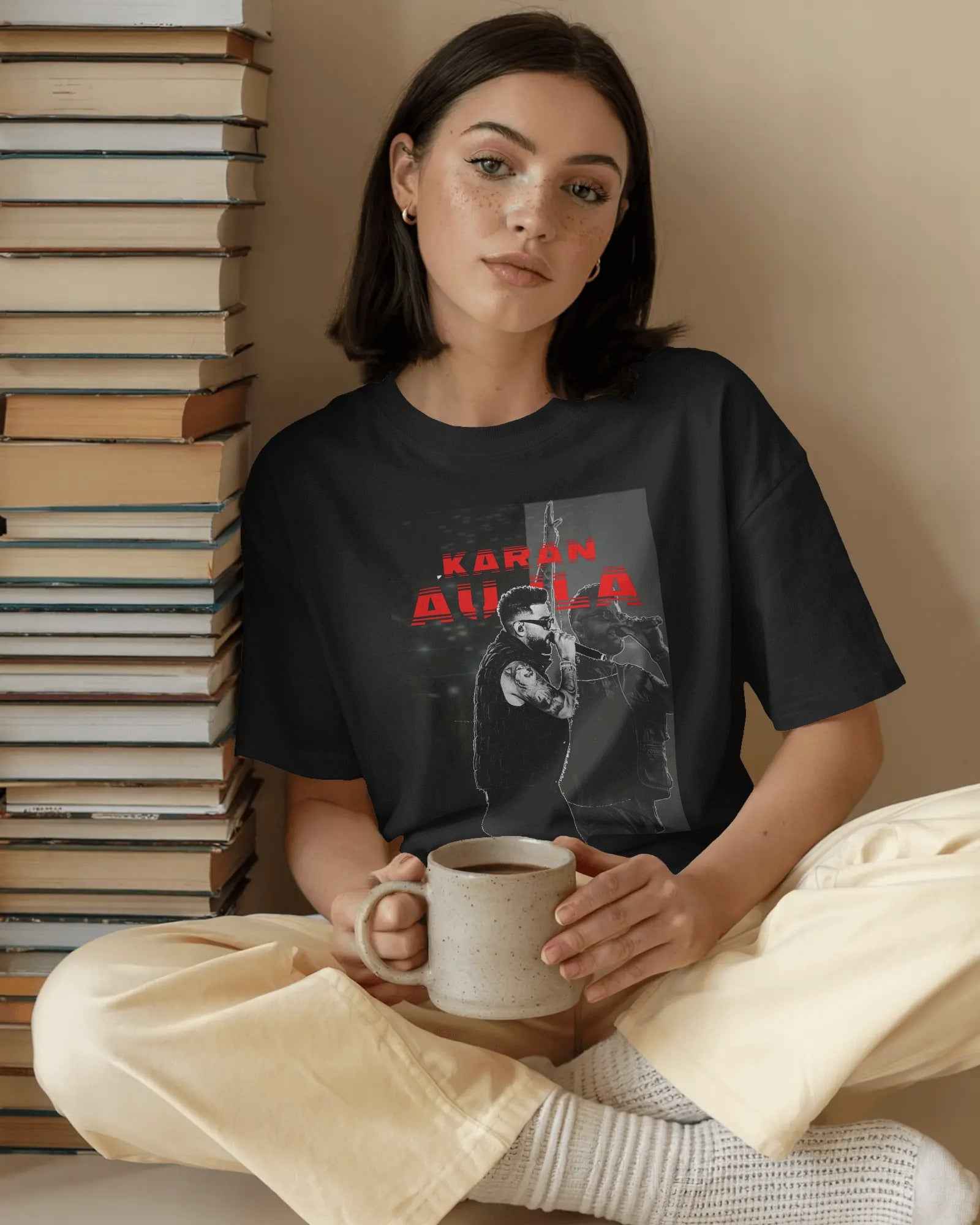 Karan Aujla Concert Oversized Black T-Shirt