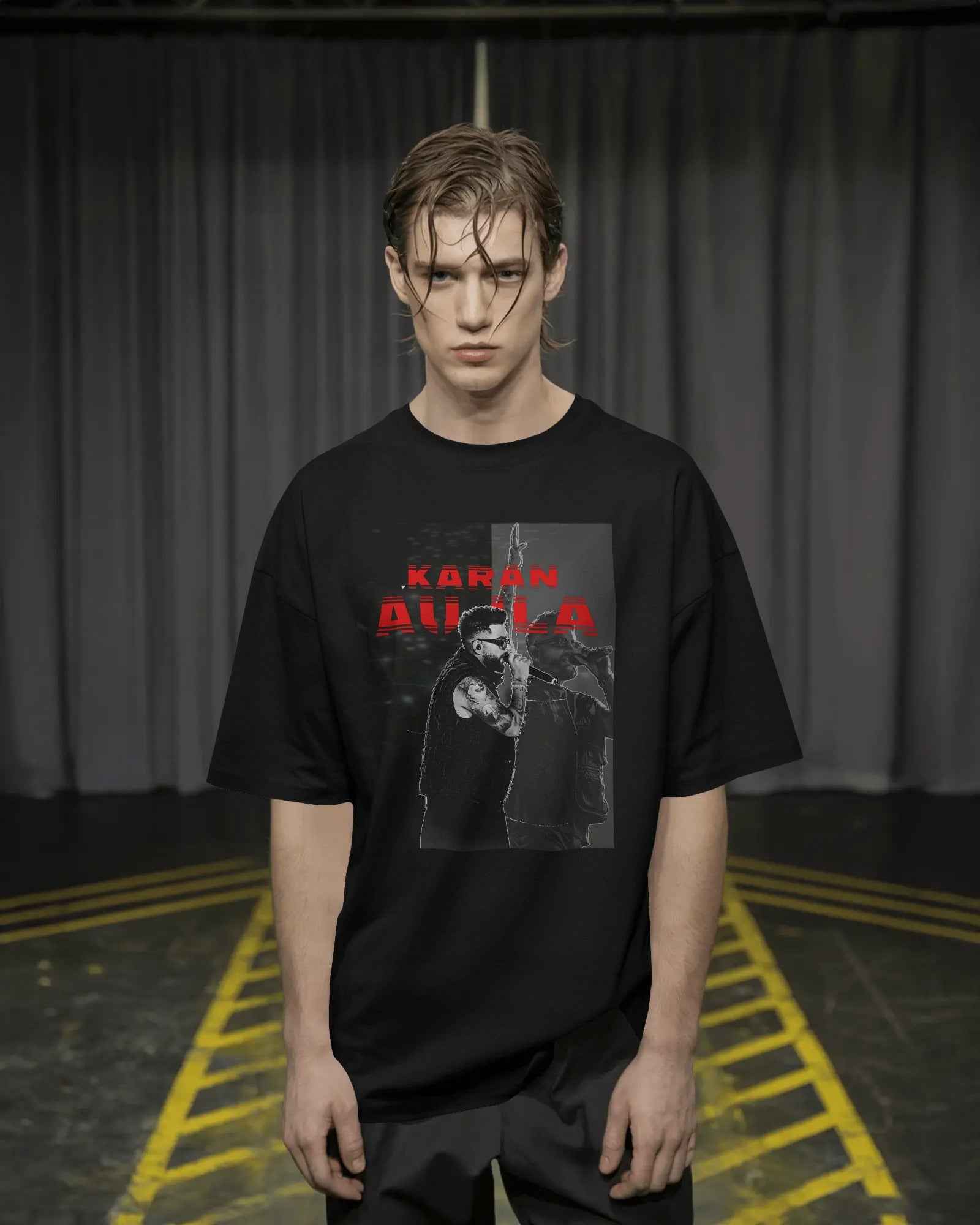 Karan Aujla Concert Oversized Black T-Shirt