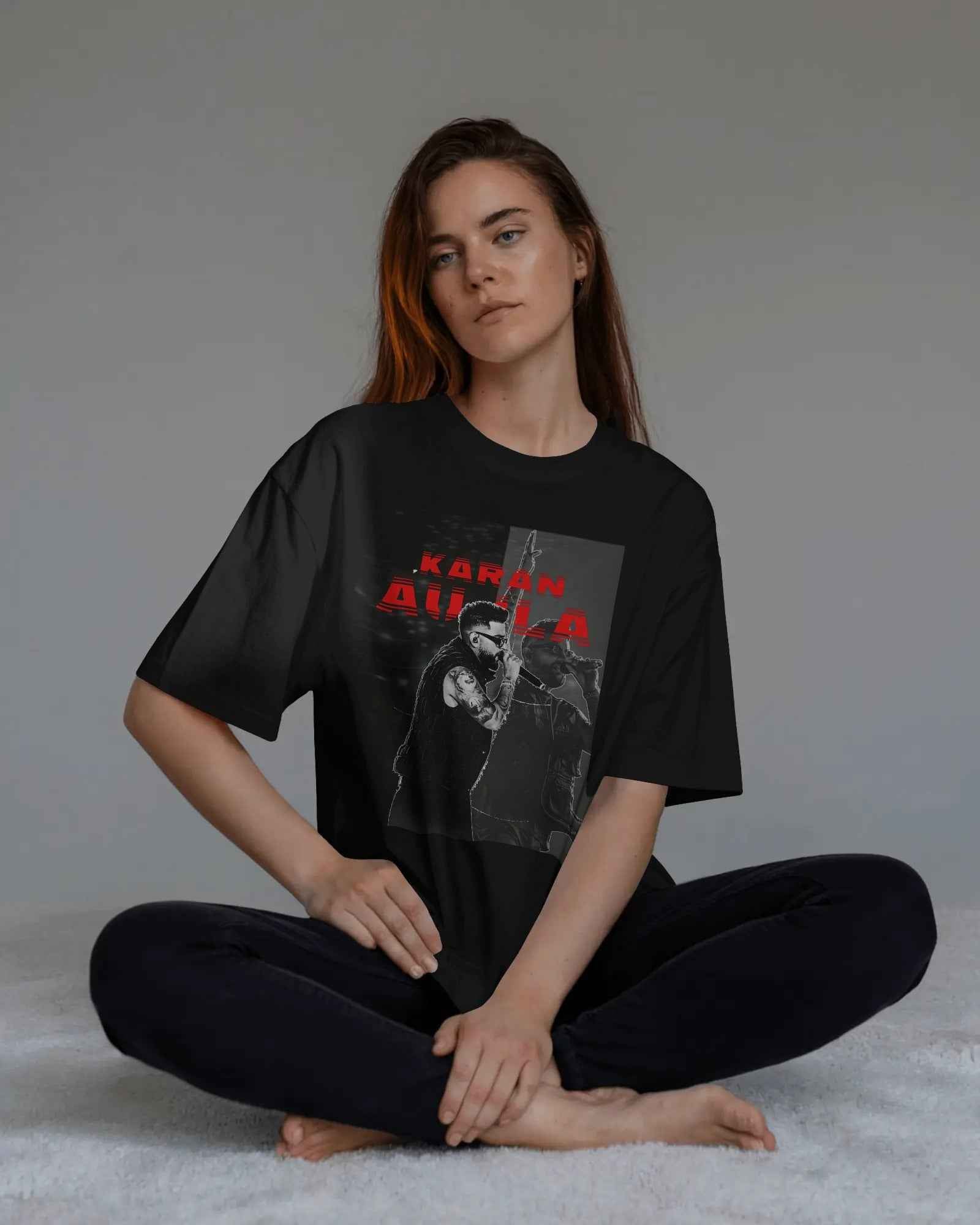 Karan Aujla Concert Oversized Black T-Shirt