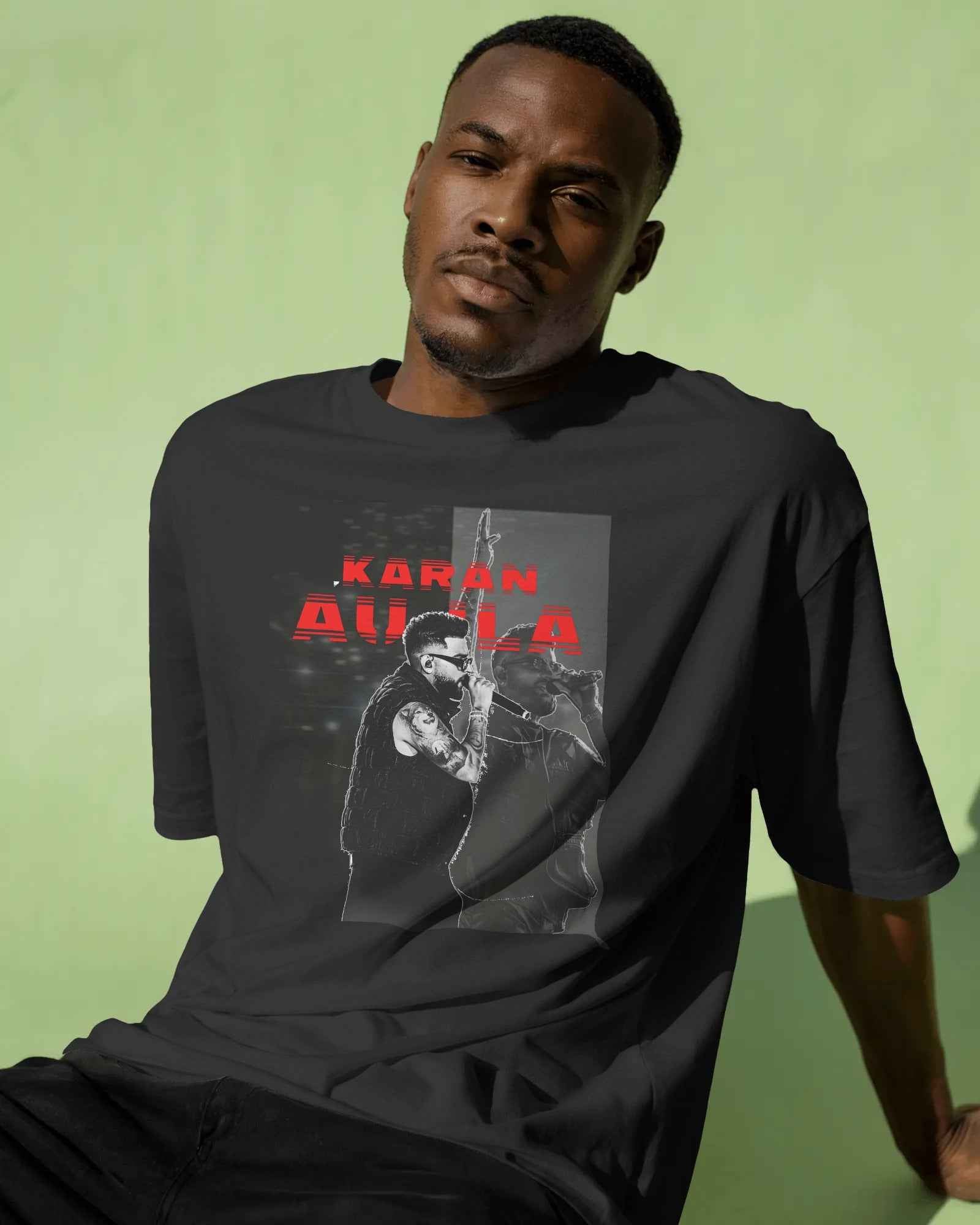 Karan Aujla Concert Oversized Black T-Shirt