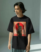 Karan Aujla Red Aura Oversized Black T-Shirt