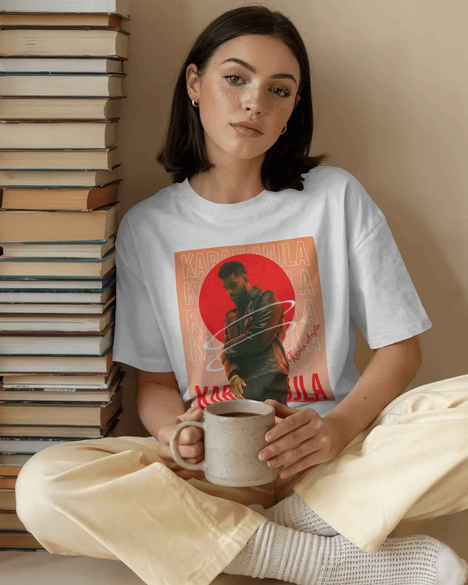 Karan Aujla Red Aura Oversized White T-Shirt