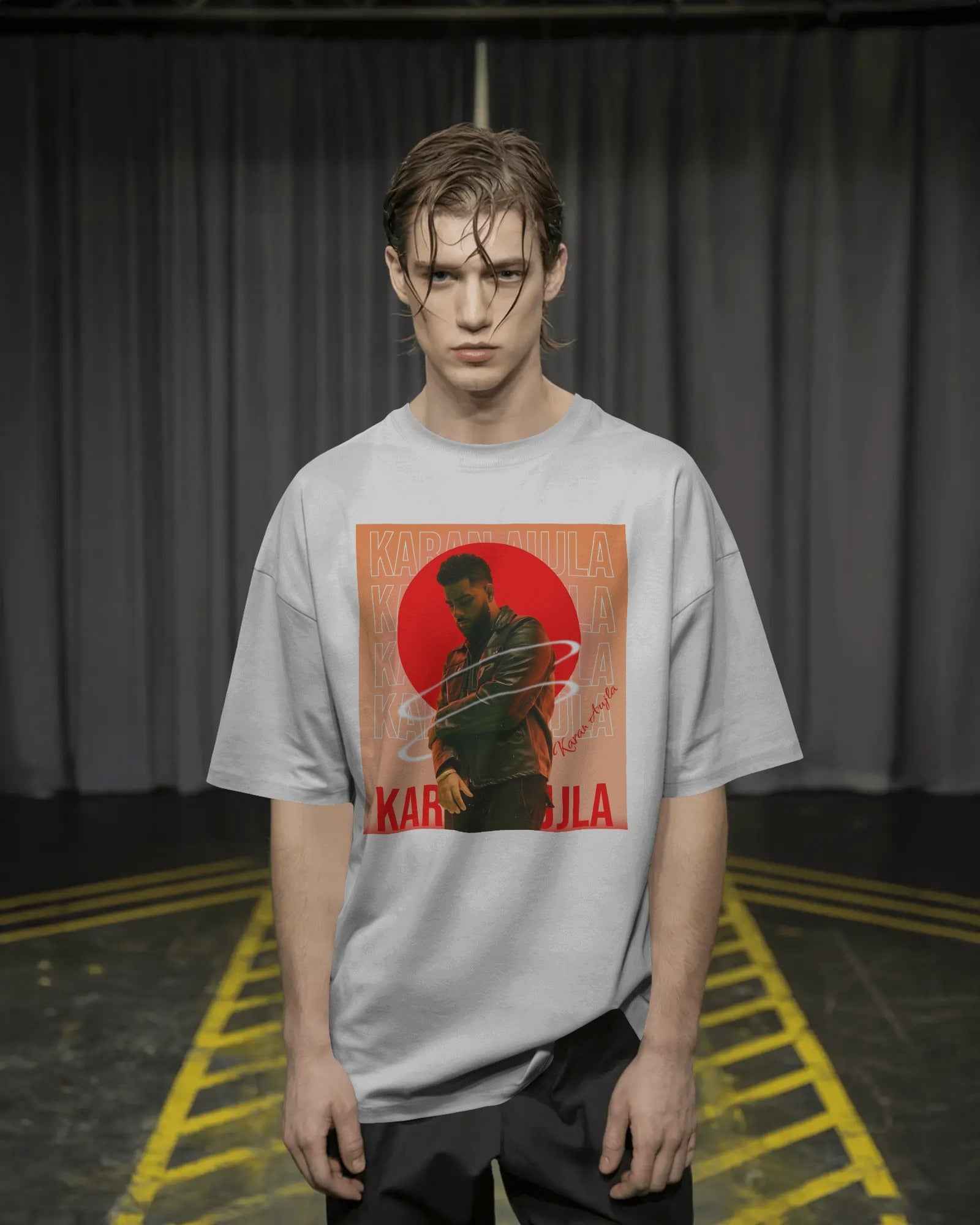 Karan Aujla Red Aura Oversized White T-Shirt