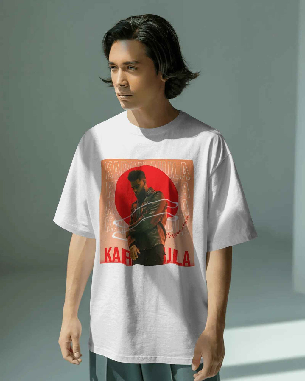 Karan Aujla Red Aura Oversized White T-Shirt