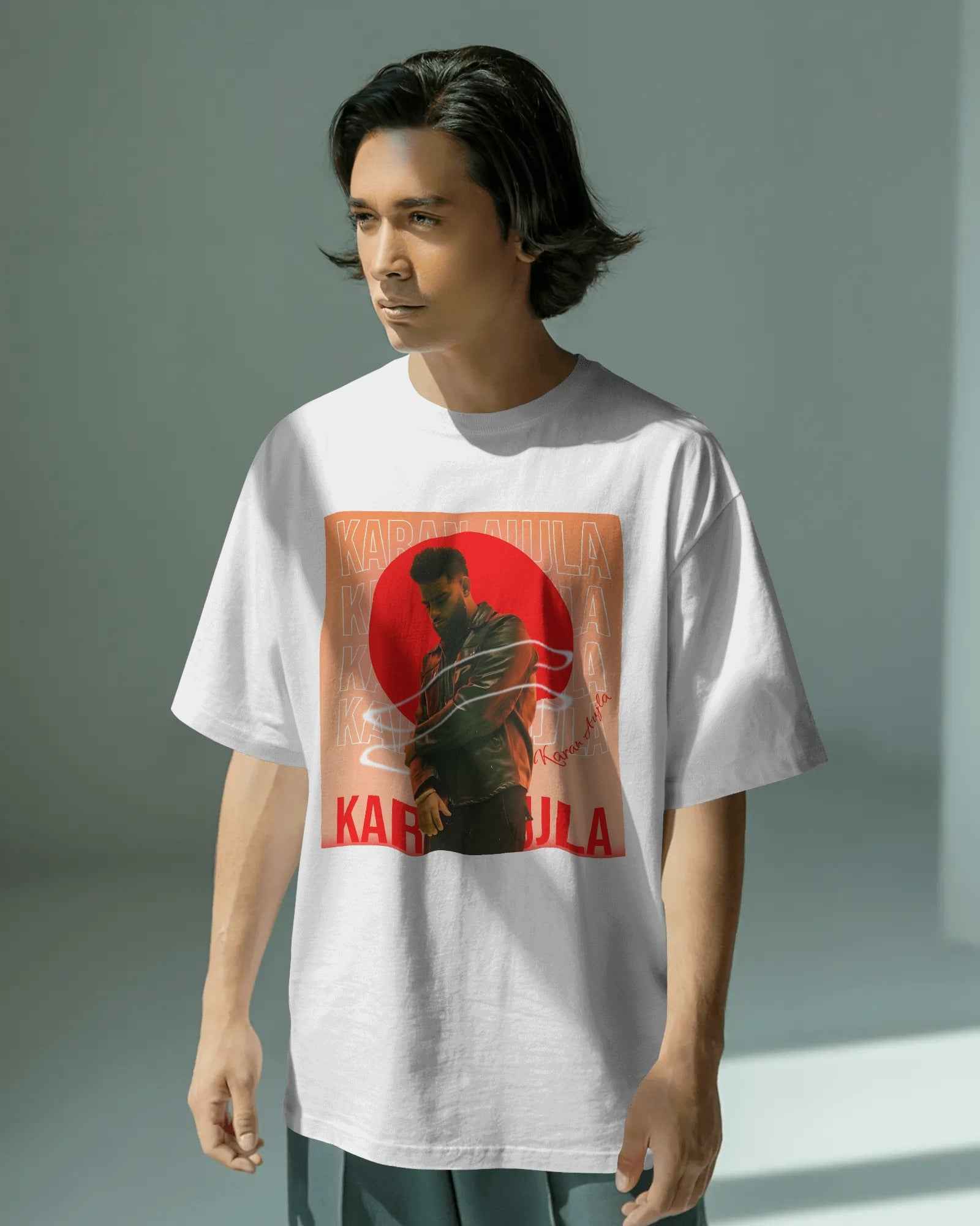 Karan Aujla Red Aura Oversized White T-Shirt
