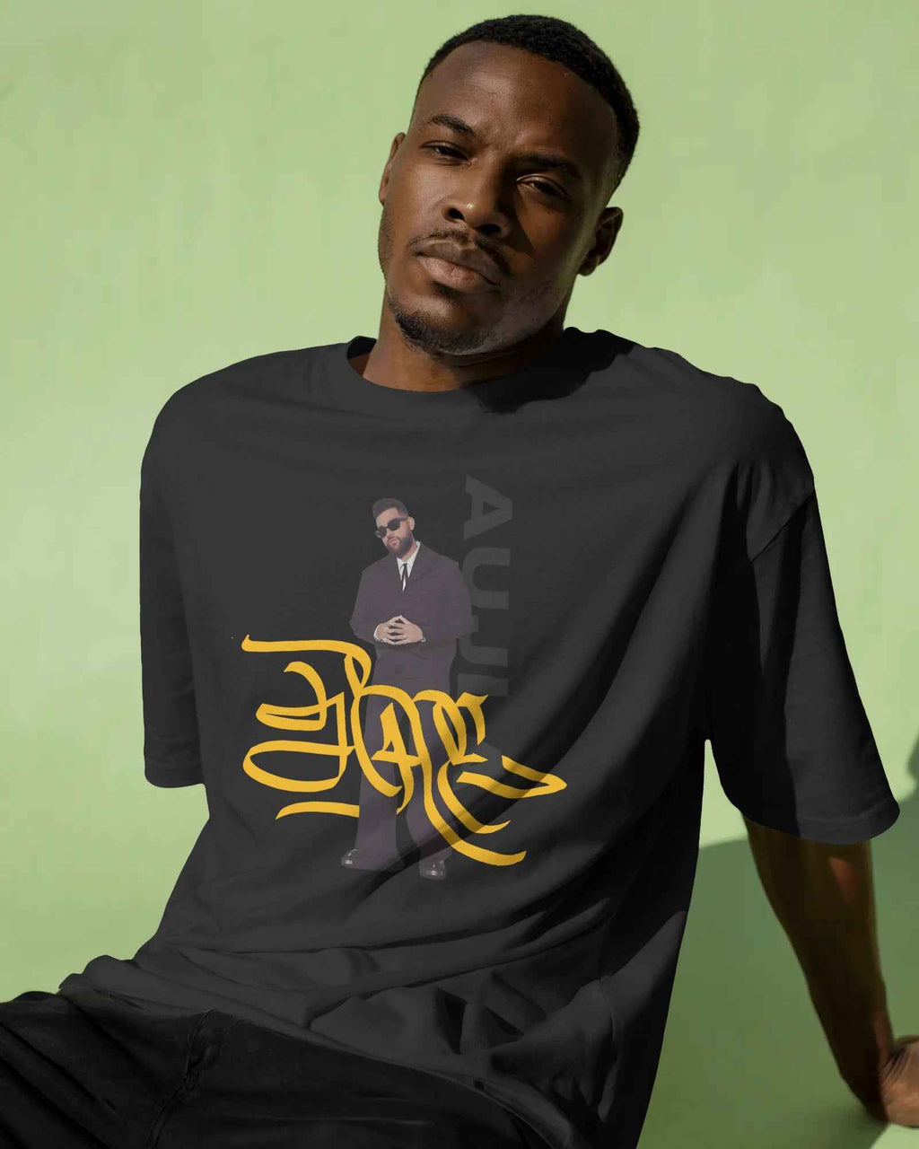 Karan Aujla Signature Edition Oversized Black T-Shirt