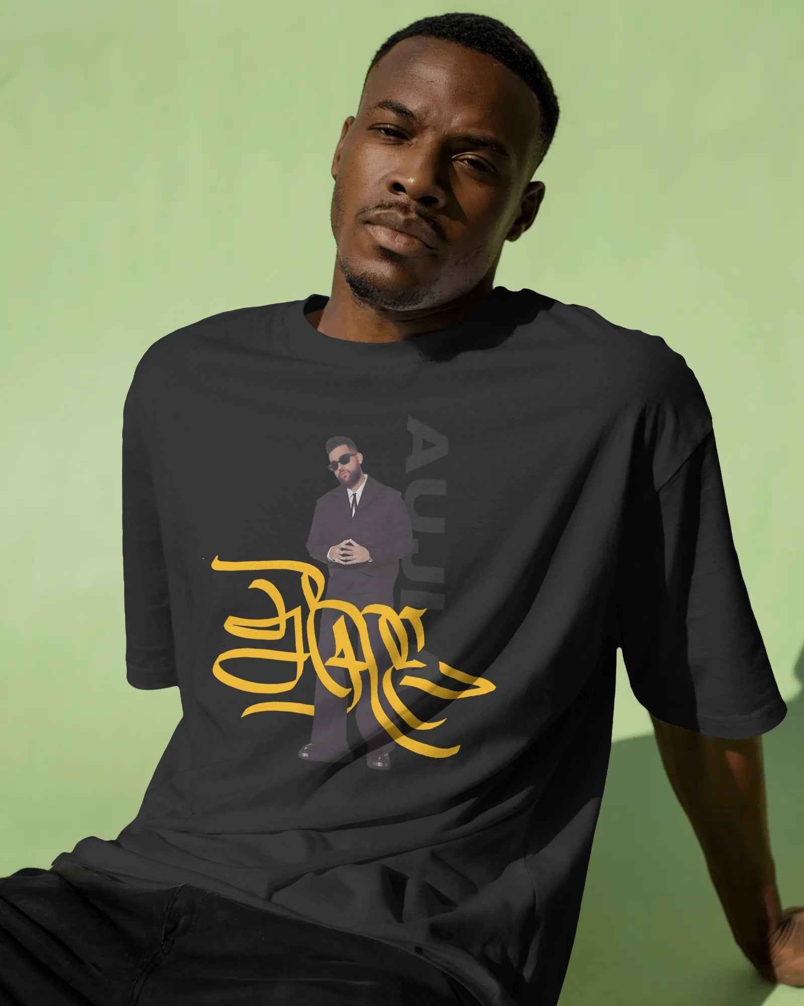 Karan Aujla Signature Edition Oversized Black T-Shirt