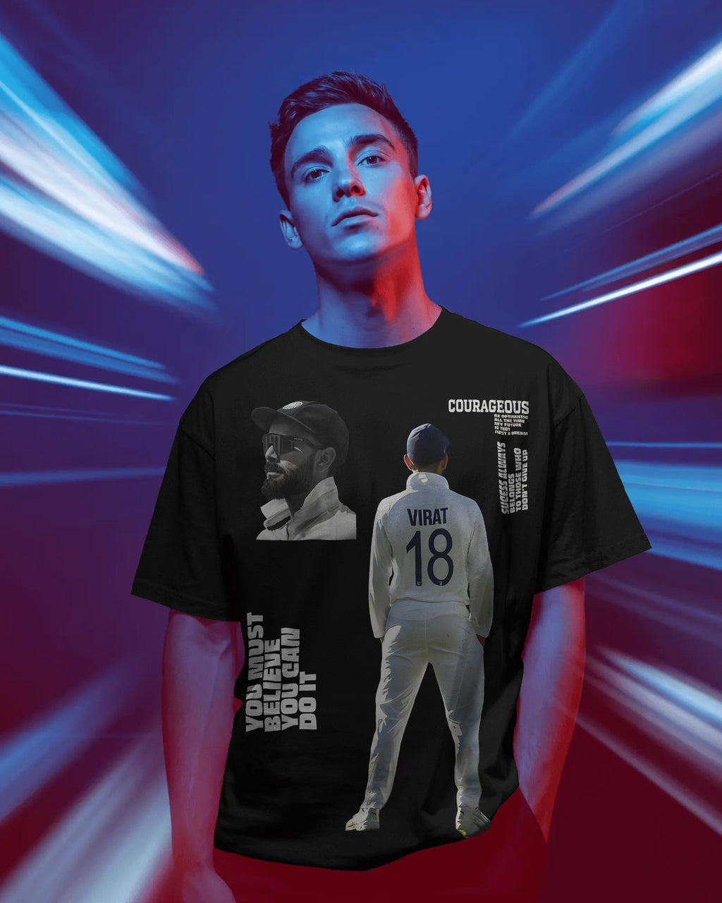 Virat Kohli King 18 GOAT Oversized Black T-Shirt