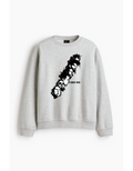 LP Faces Grey Marl Luxe Sweatshirt with monochrome portrait graphic on premium fleece fabric.