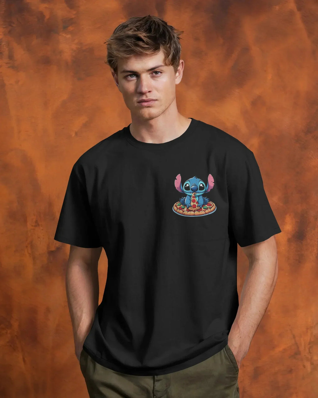 Black oversized t-shirt from Nitorious Atelier featuring a bold and edgy ‘Lio and Stiches’ graphic print. Made from premium cotton, offering a soft, breathable, and durable fit perfect for streetwear lovers.