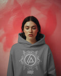 Linkin Park Crest Grey Luxe Hoodie with iconic crest graphic