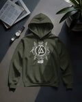 Premium Linkin Park band hoodie in olive by Nitorious Atelier