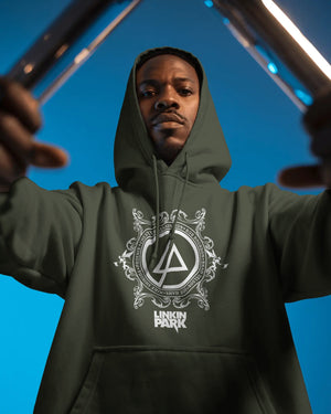 Olive green Linkin Park hoodie made from premium cotton fleece