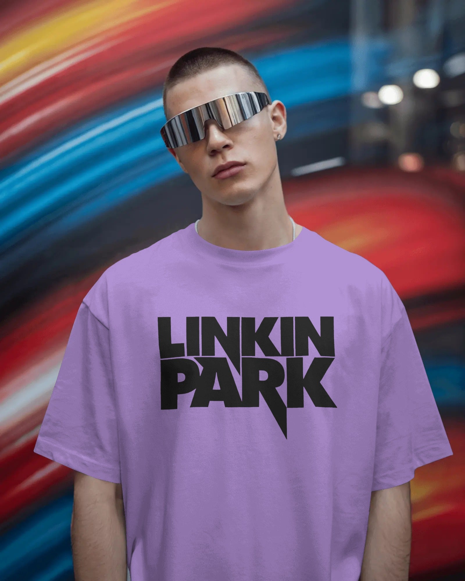 Linkin Park Essentials Oversized Lavender Tshirt from Nitorious Atelier
