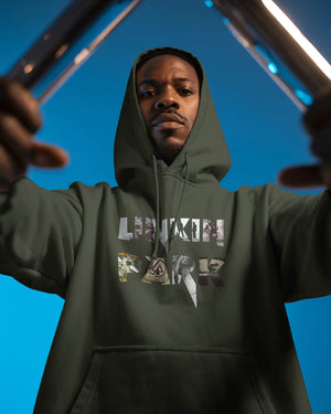 Olive green Linkin Park hoodie made from premium cotton fleece