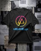Linkin Park Neon Oversized Black T-Shirt with vibrant gradient LP logo and premium cotton fabric by Nitorious Atelier.